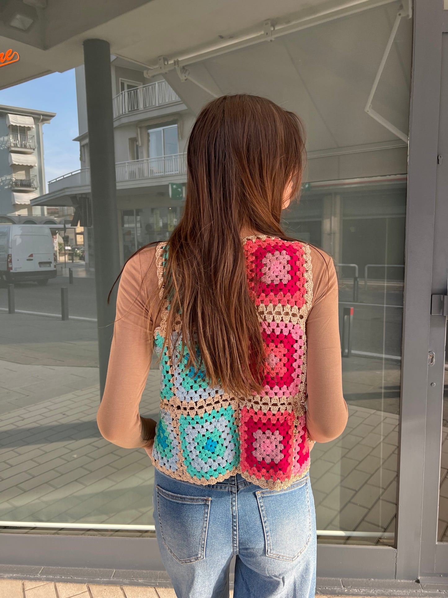 Gilet crochet bicolor