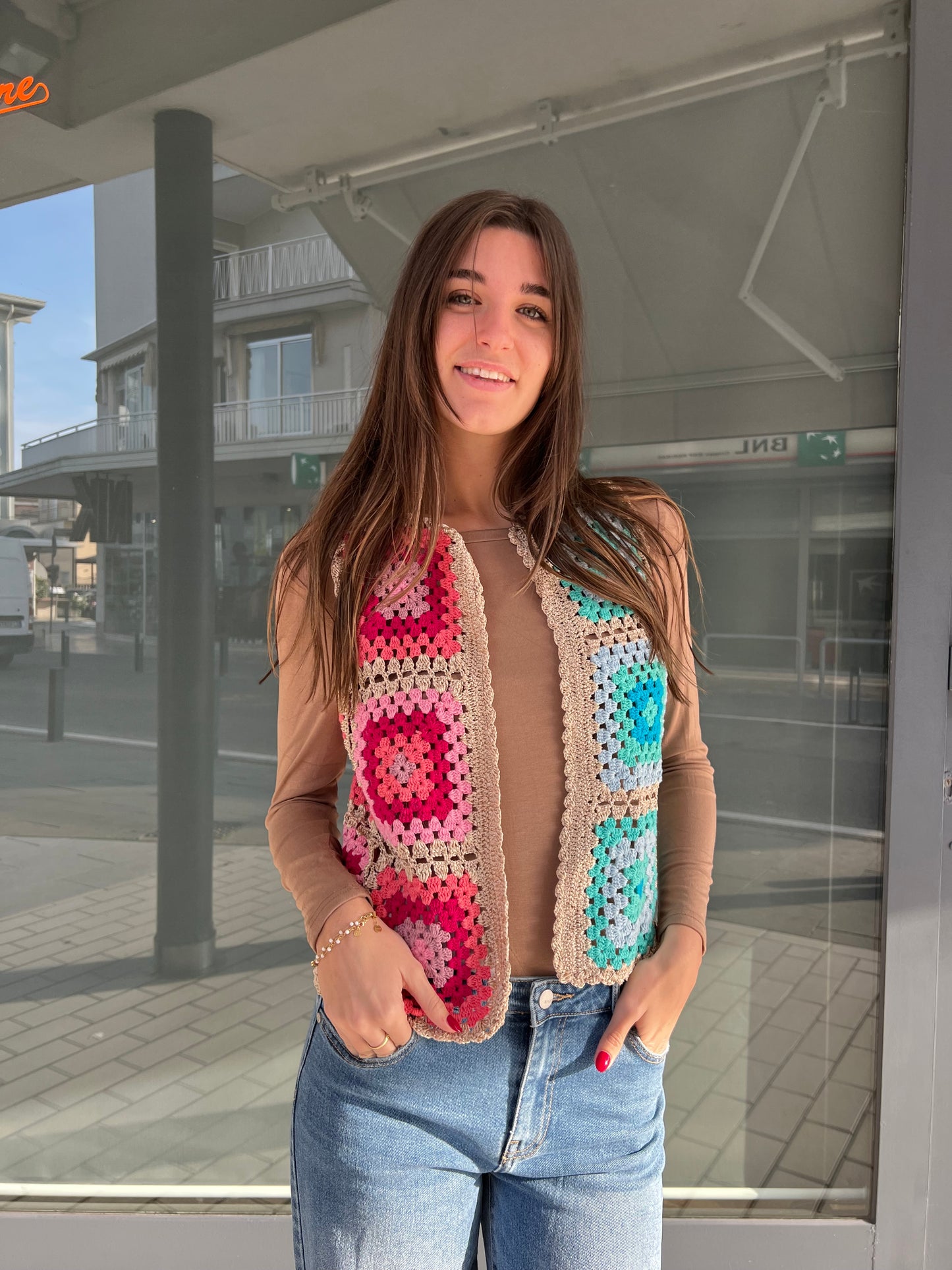 Gilet crochet bicolor