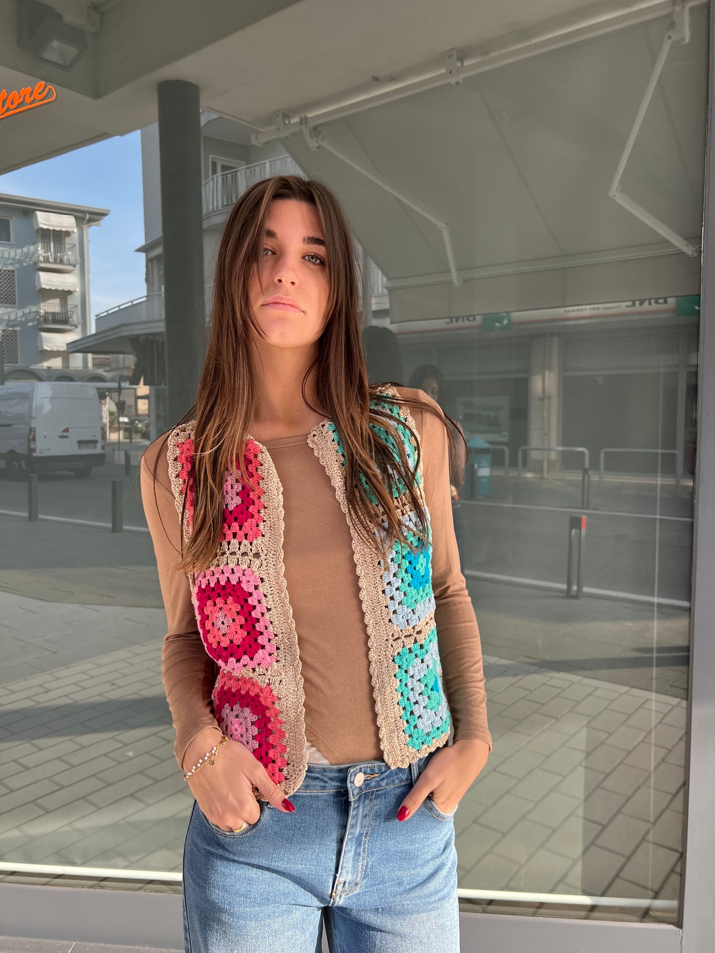 Gilet crochet bicolor