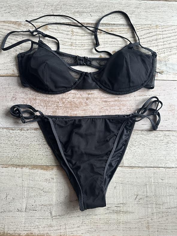 Bikini Balconcino Doppio Top in Toulle Nero