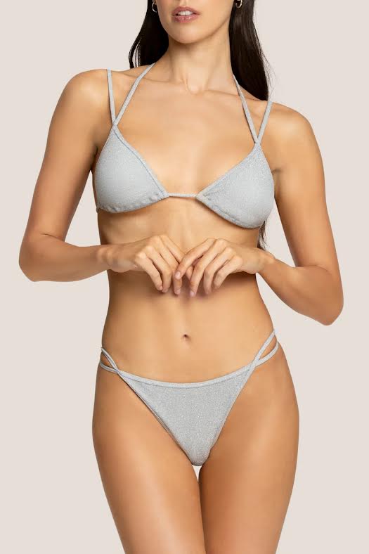 Triangolo doppio Slip Lurex Argento