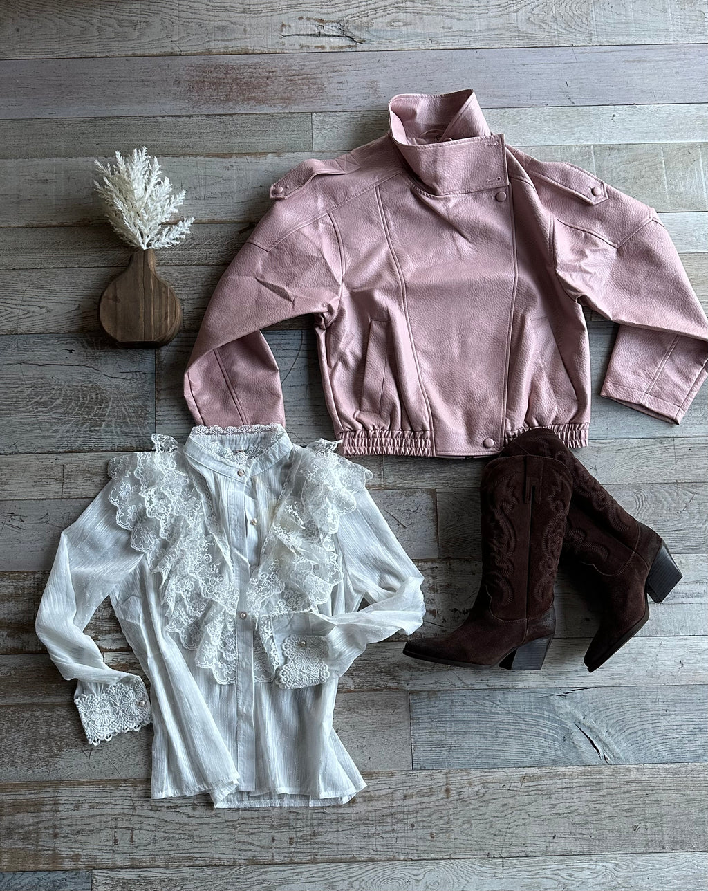 Giacca Chiodo Rosa con Bottoni