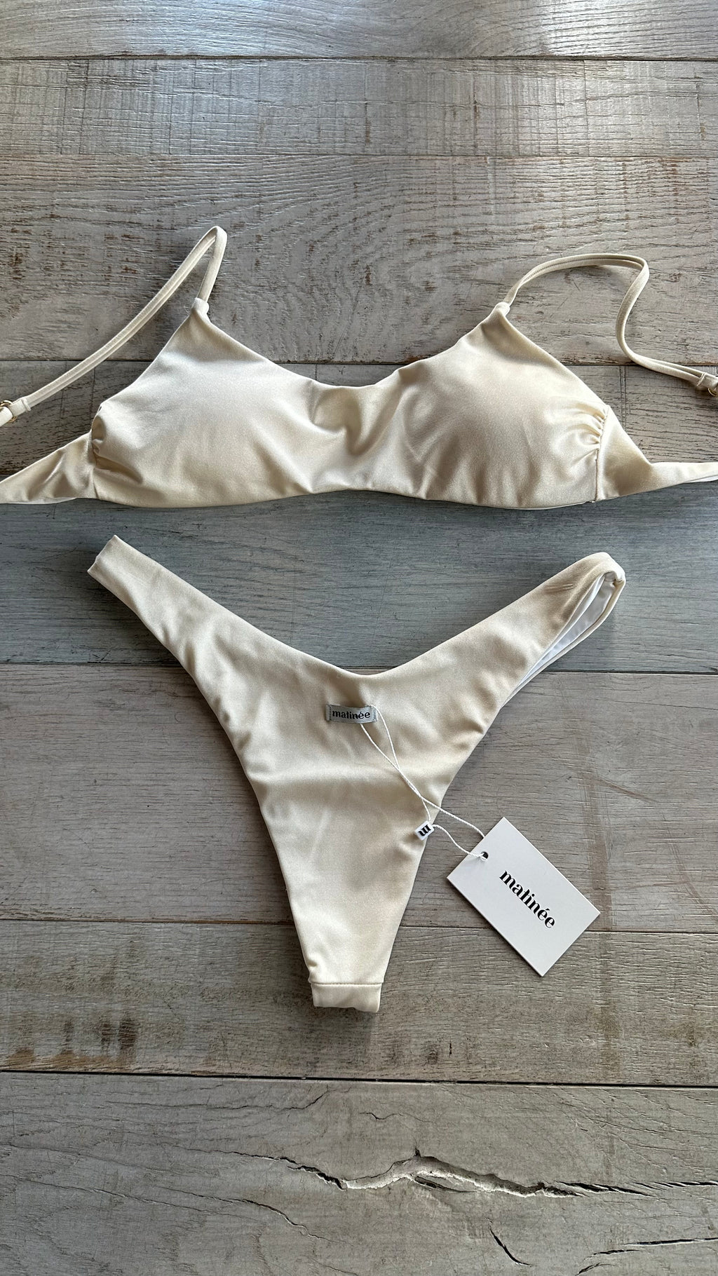 Bikini Top in Lycra Lucida Panna