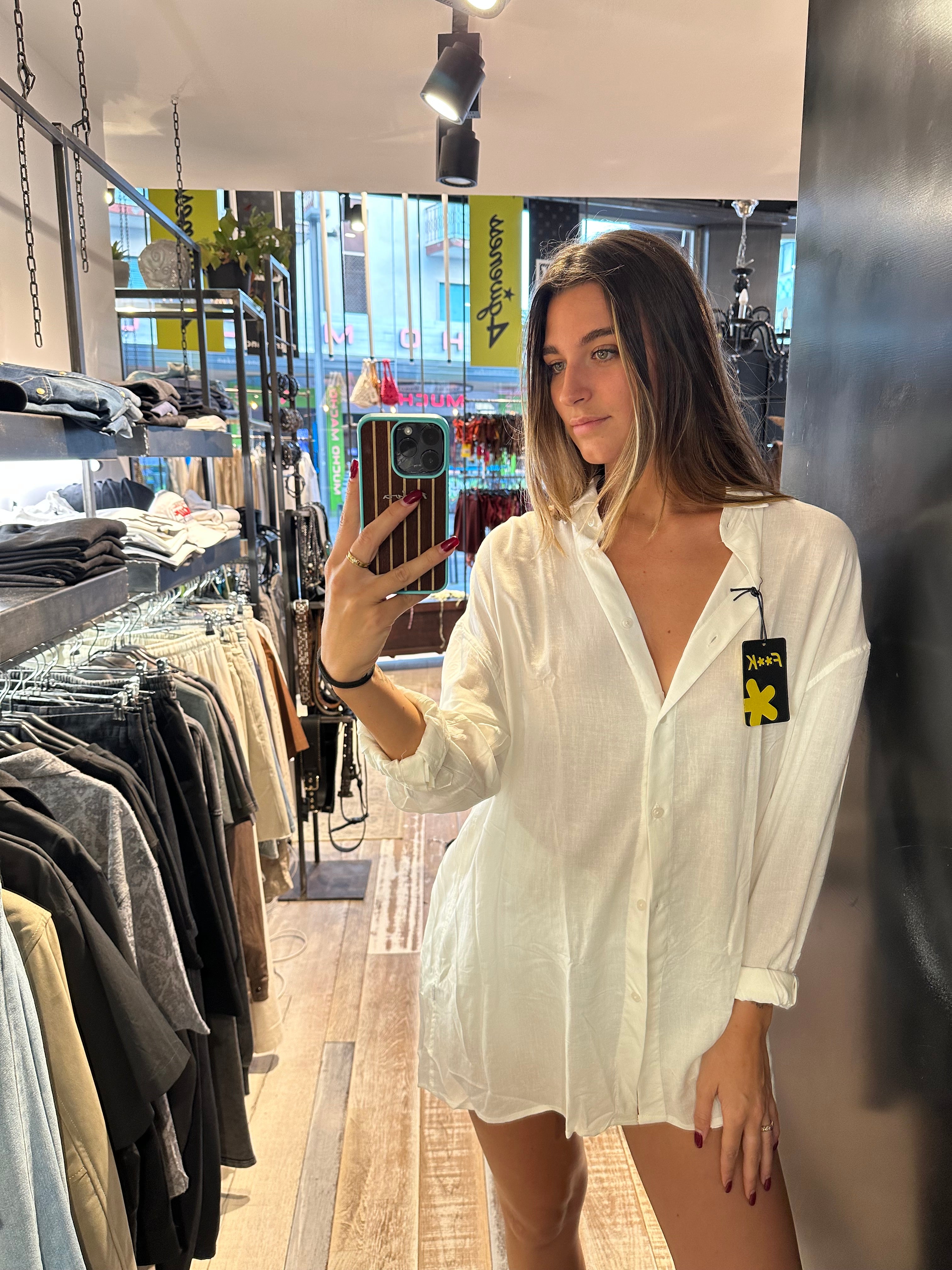 Camicia Oversize in Lino color Bianco