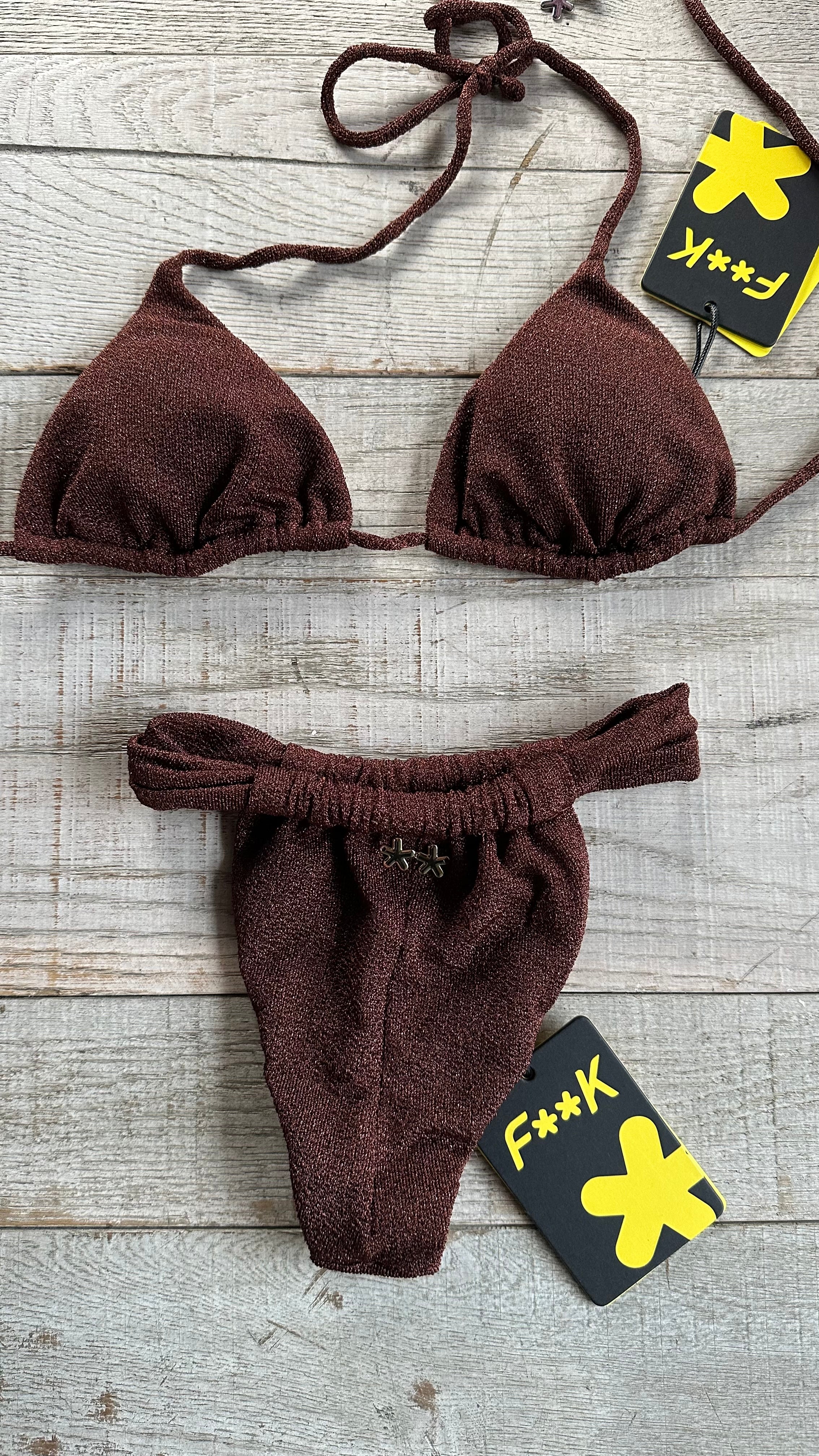 Triangolo Lurex Marrone Slipna Tendina