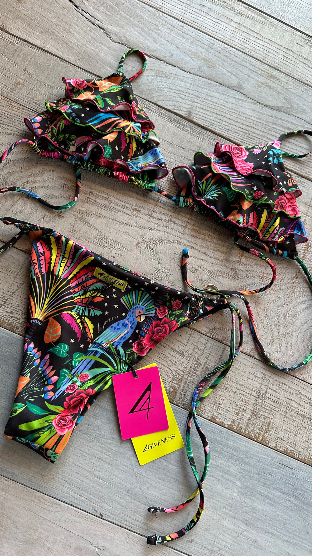 Triangolo Merletto Nero Multicolor