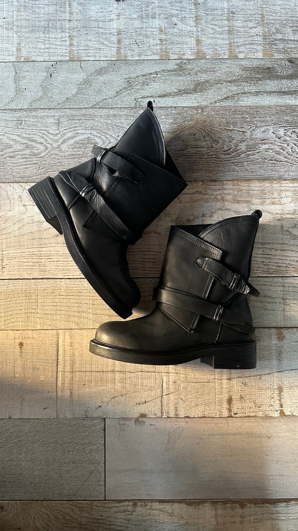 Stivale Biker Nabuk in pelle nera