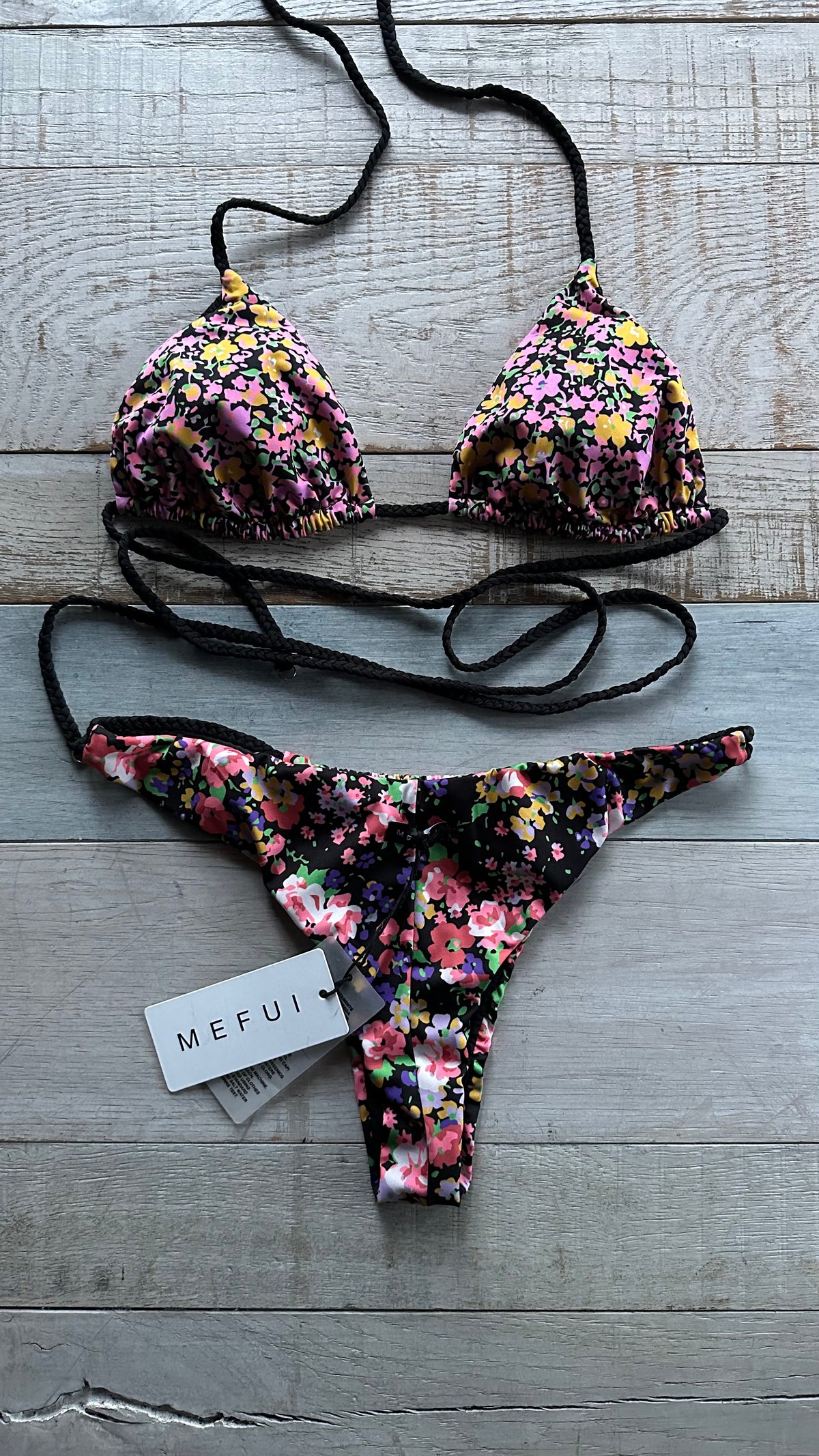 Triangolo Floreale laccio treccia lungo e slip Americano Fisso/Tendina
