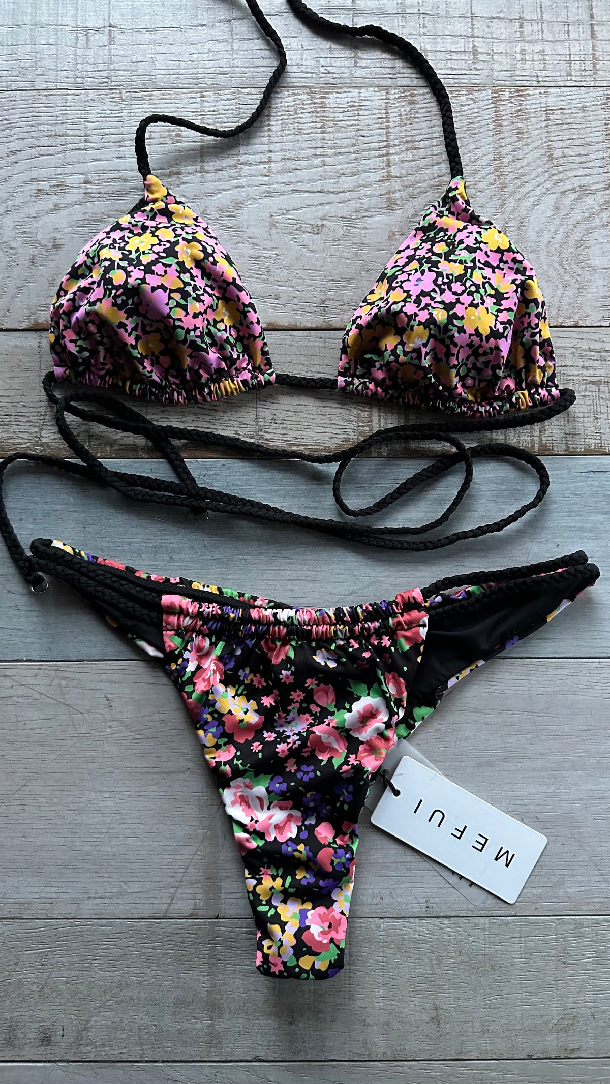 Triangolo Floreale laccio treccia lungo e slip Americano Fisso/Tendina