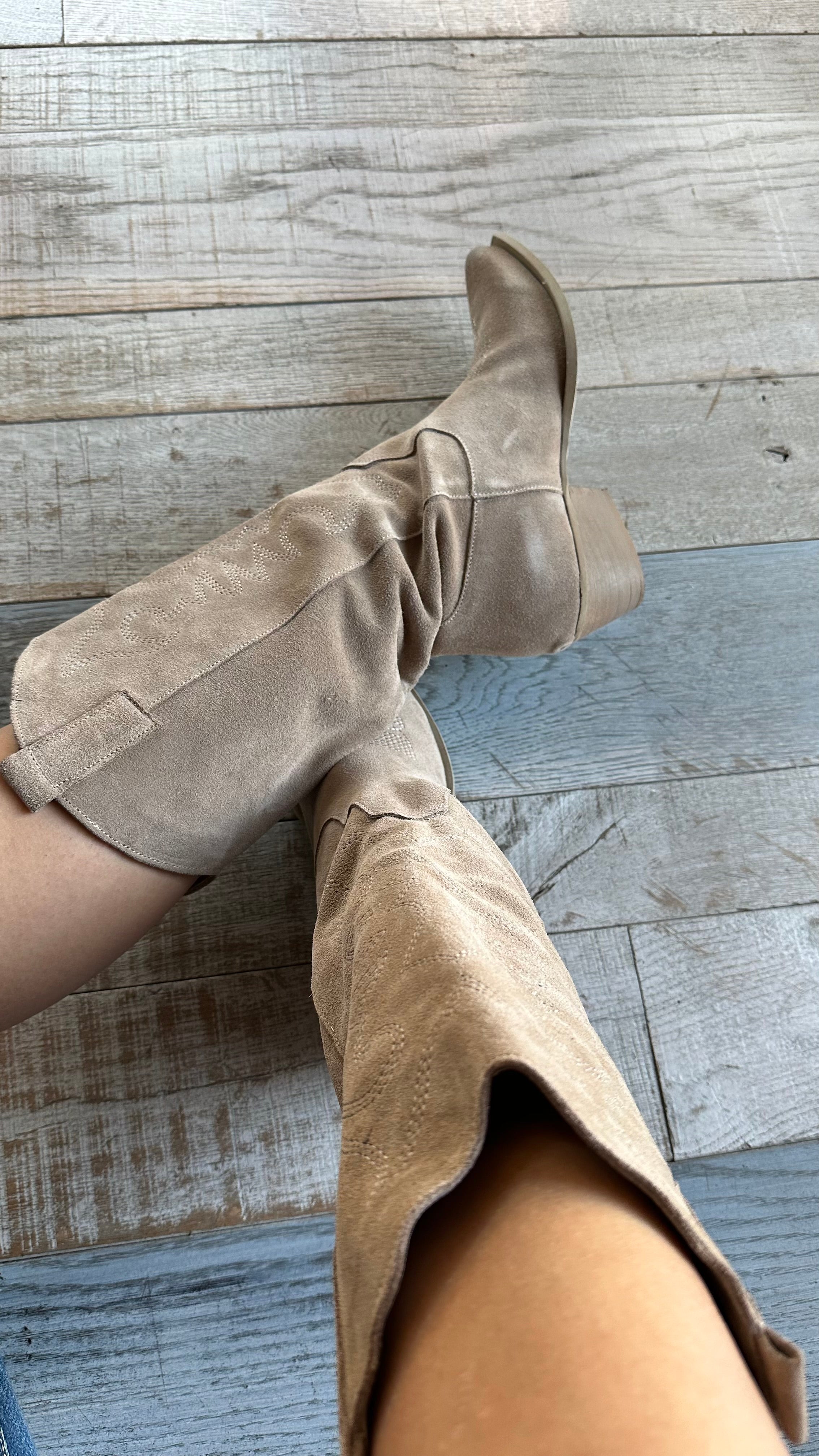 Texano in camoscio Taupe