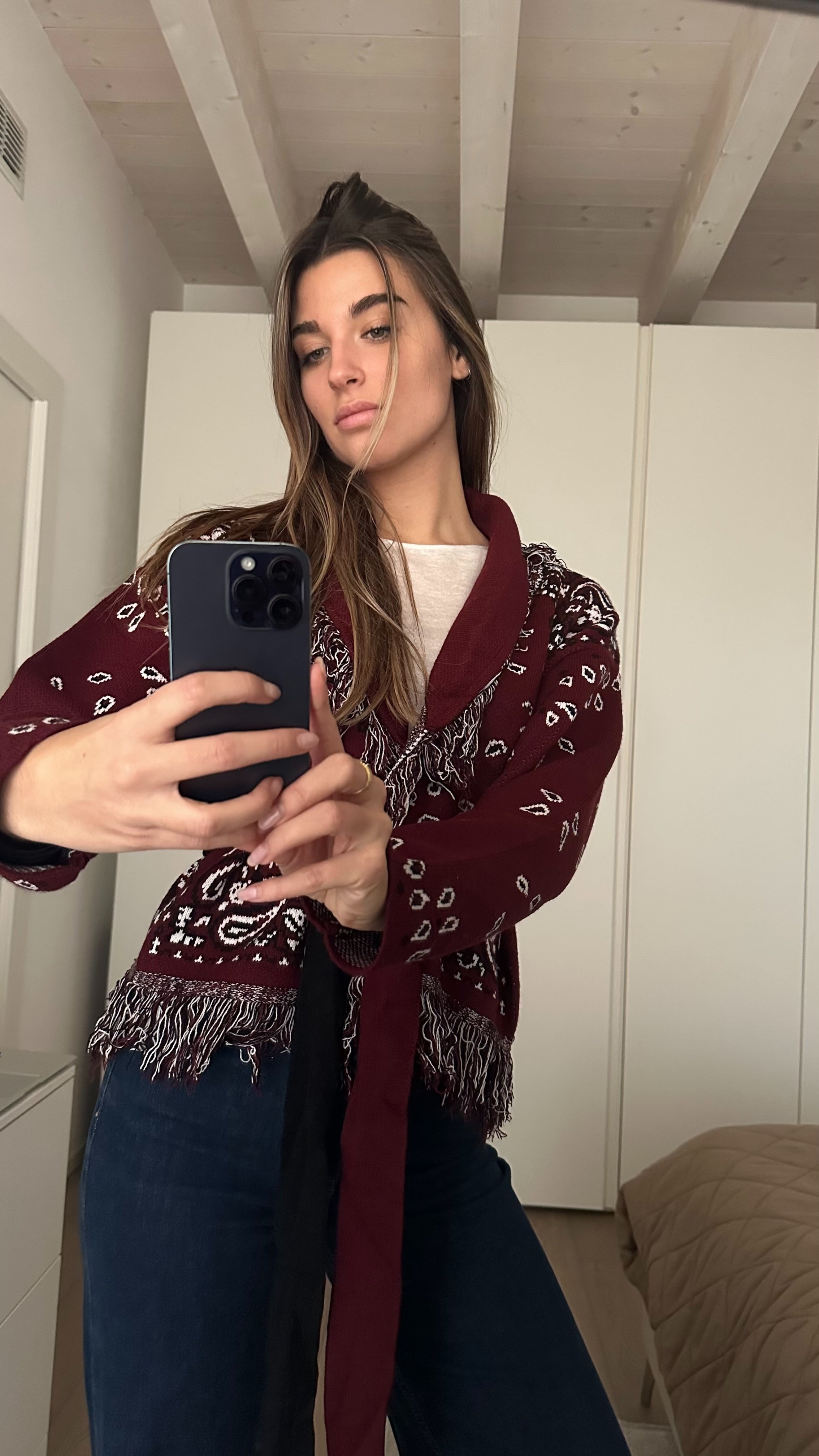 Cardigan Crop Bandana Rosso