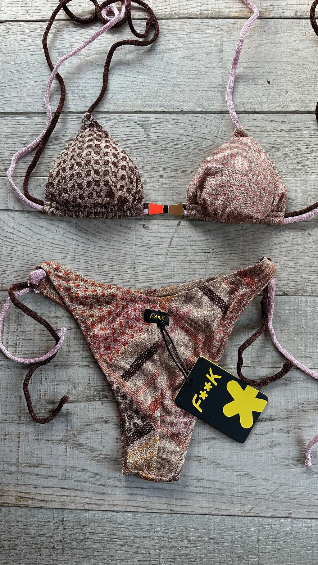Triangolo in Fantasia Etnica Lurex Oro Rosa