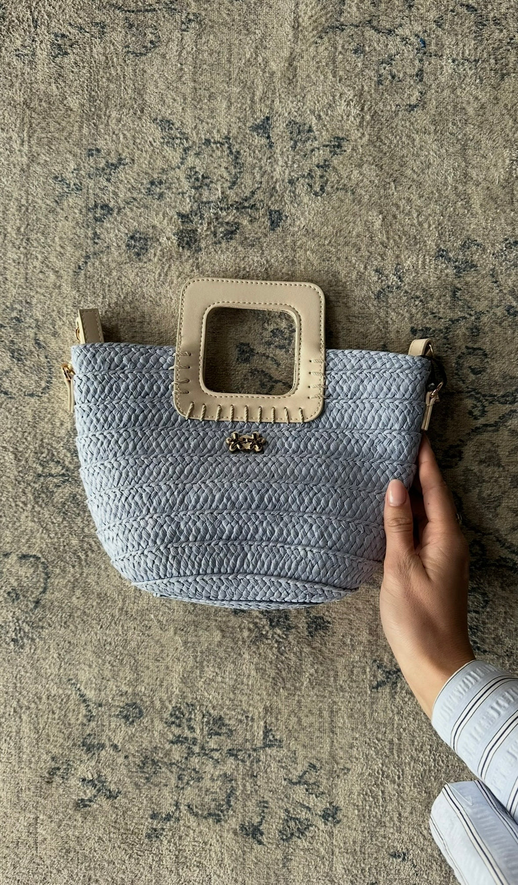 Mini Bag in Raffia Azzurra By FK