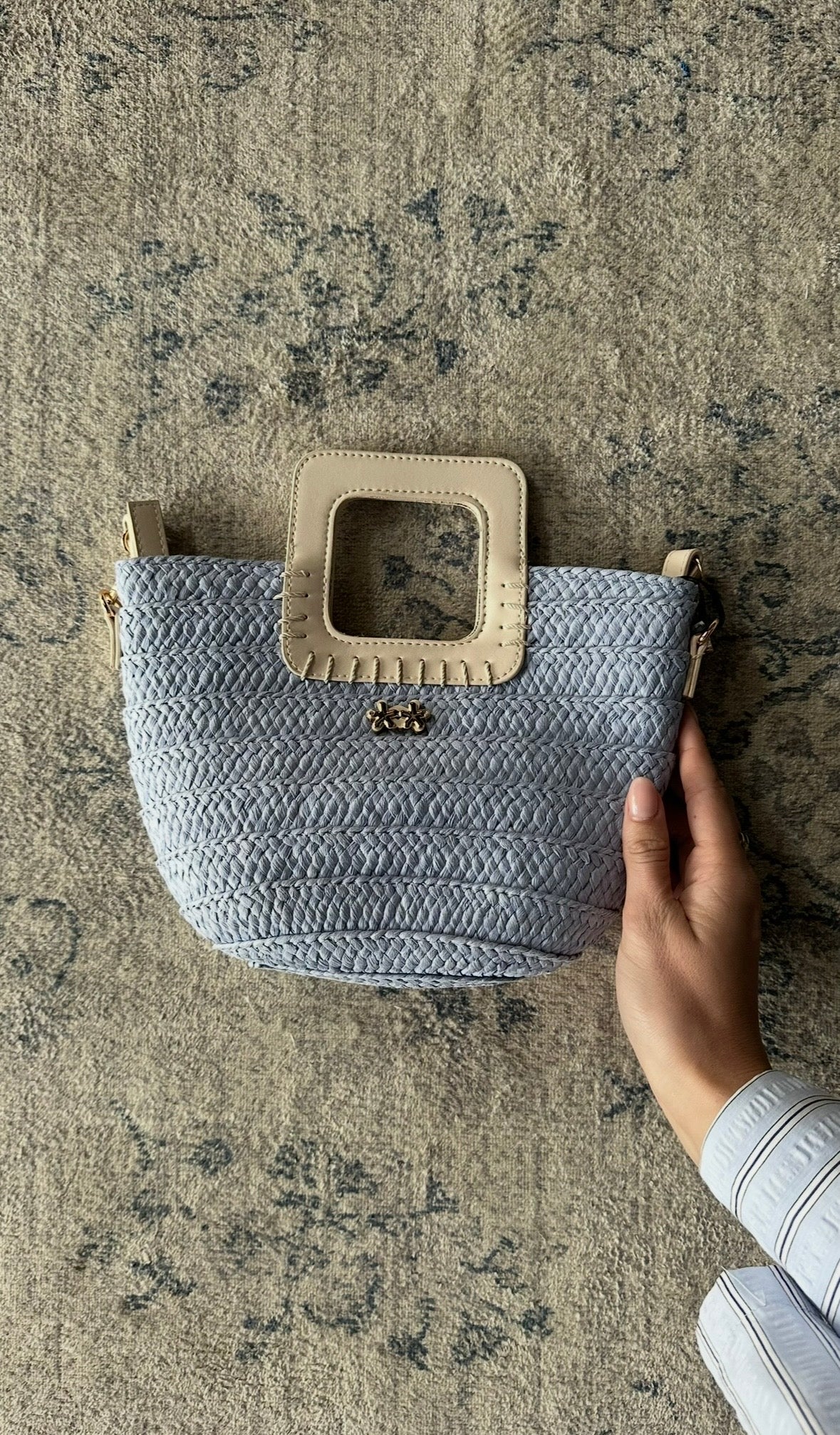 Mini Bag in Raffia Azzurra By FK