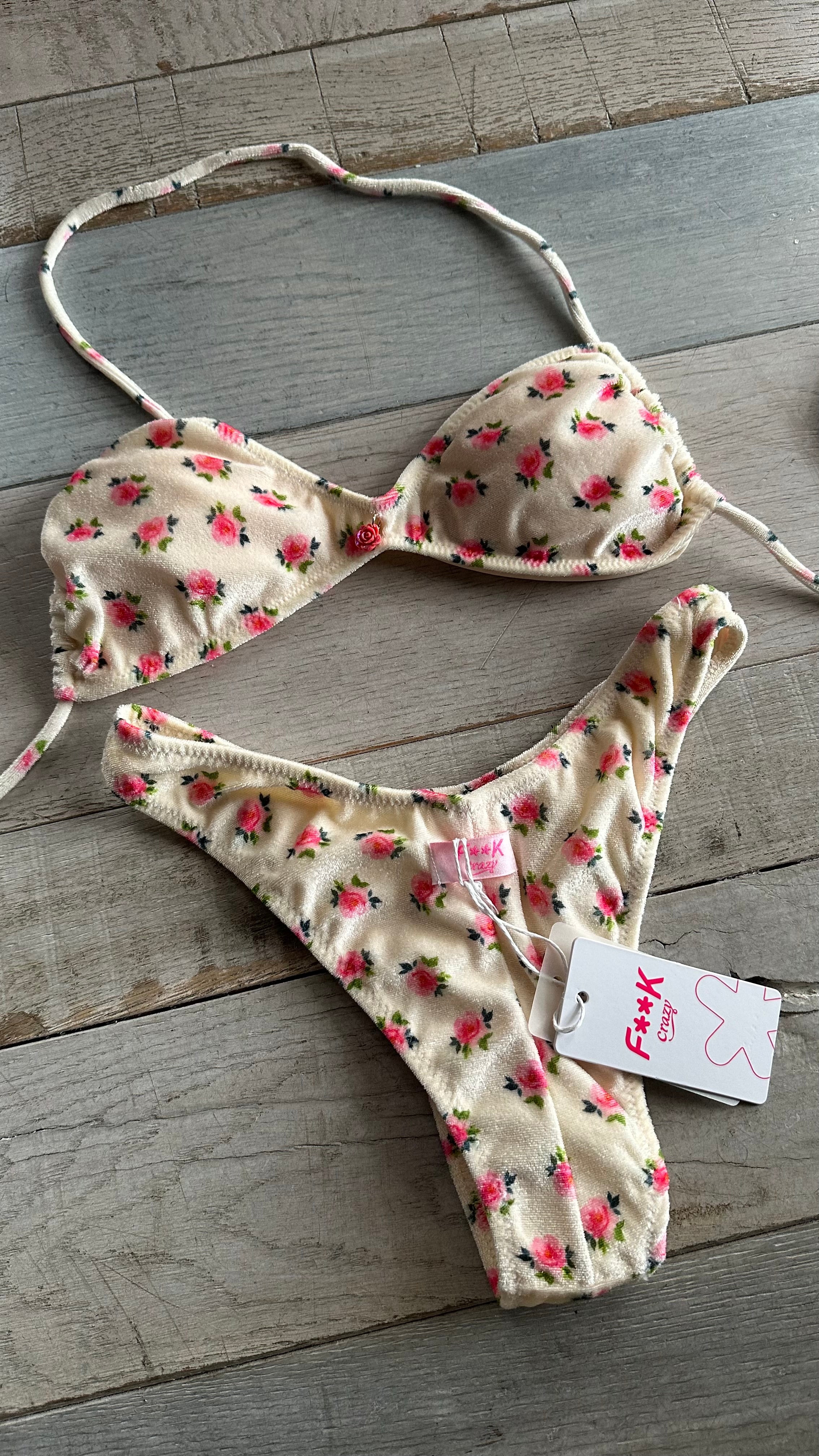 Fascia in Ciniglia Fiori Bianco Panna