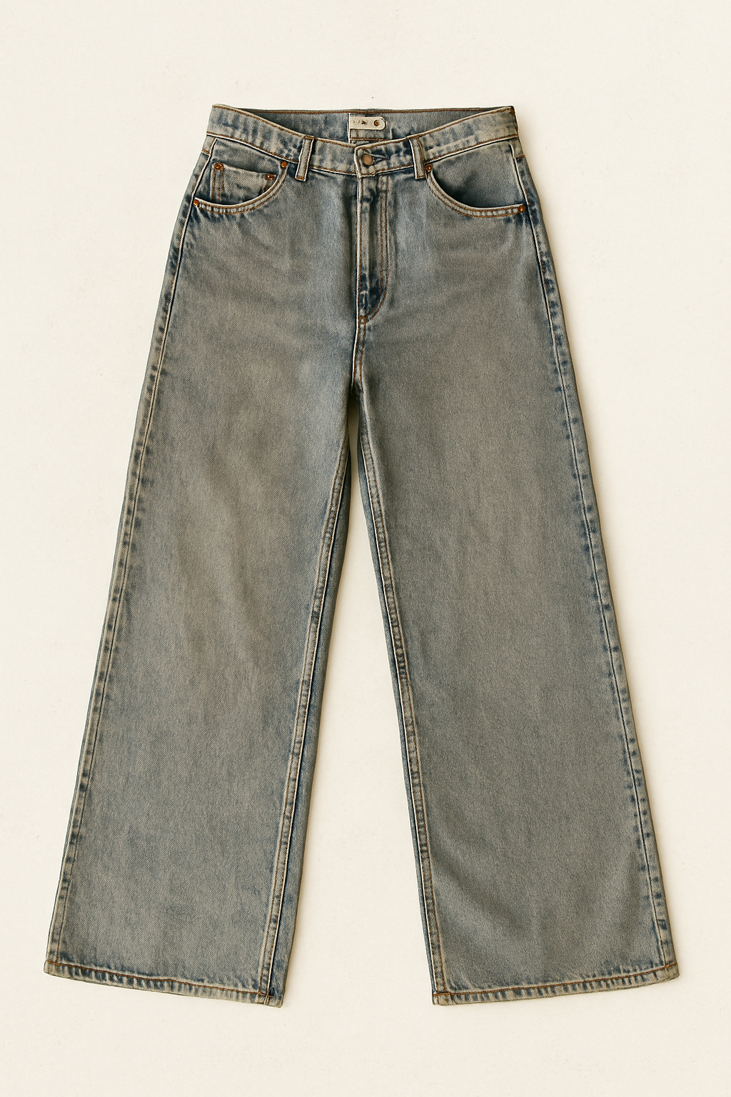 Jeans Baggy vita media lavaggio chiaro