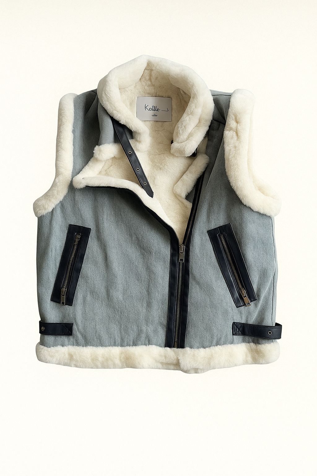 Gilet Denim in eco pelliccia