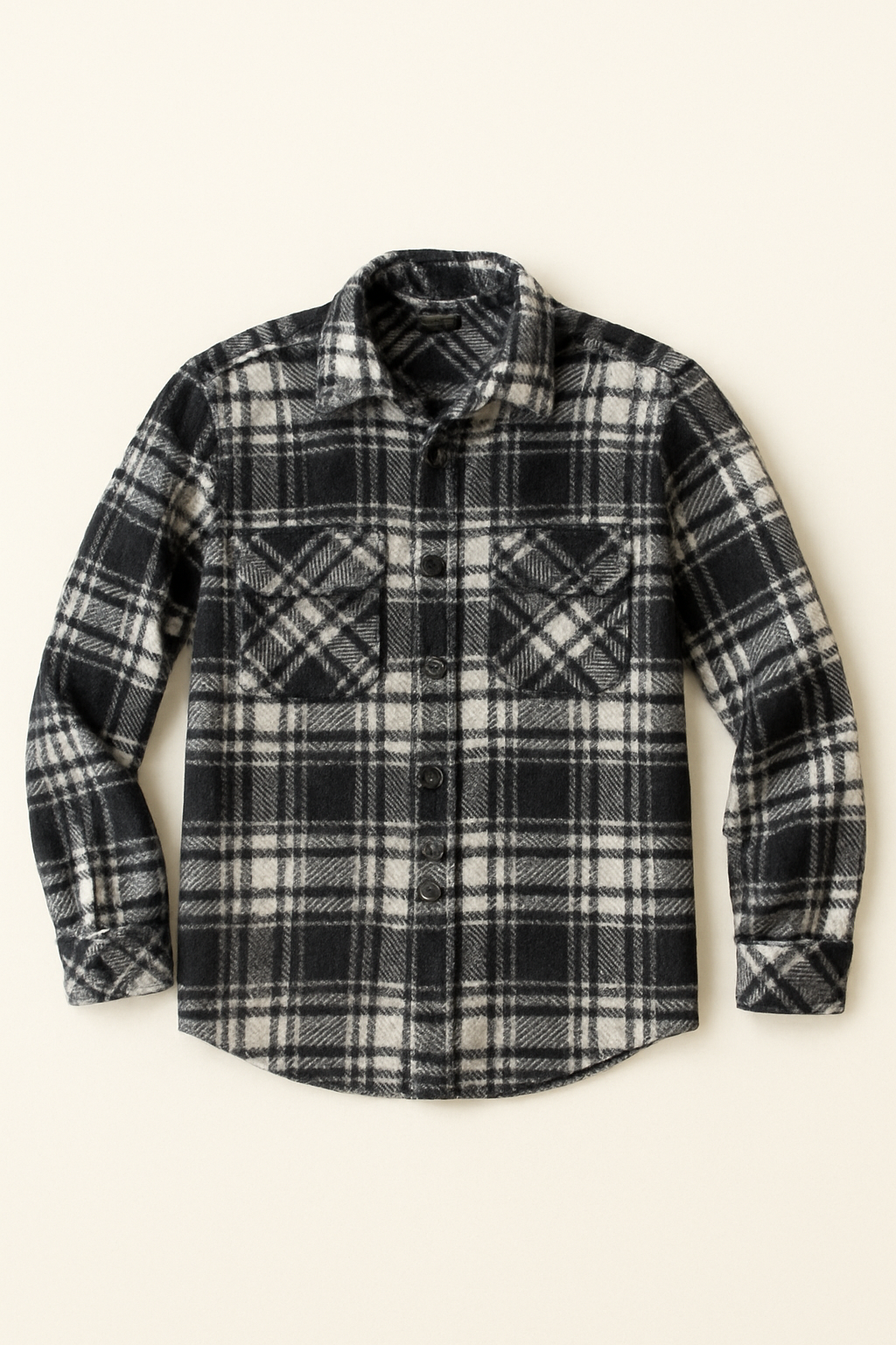 Giacca Camicia Tartan Bianco e Nero