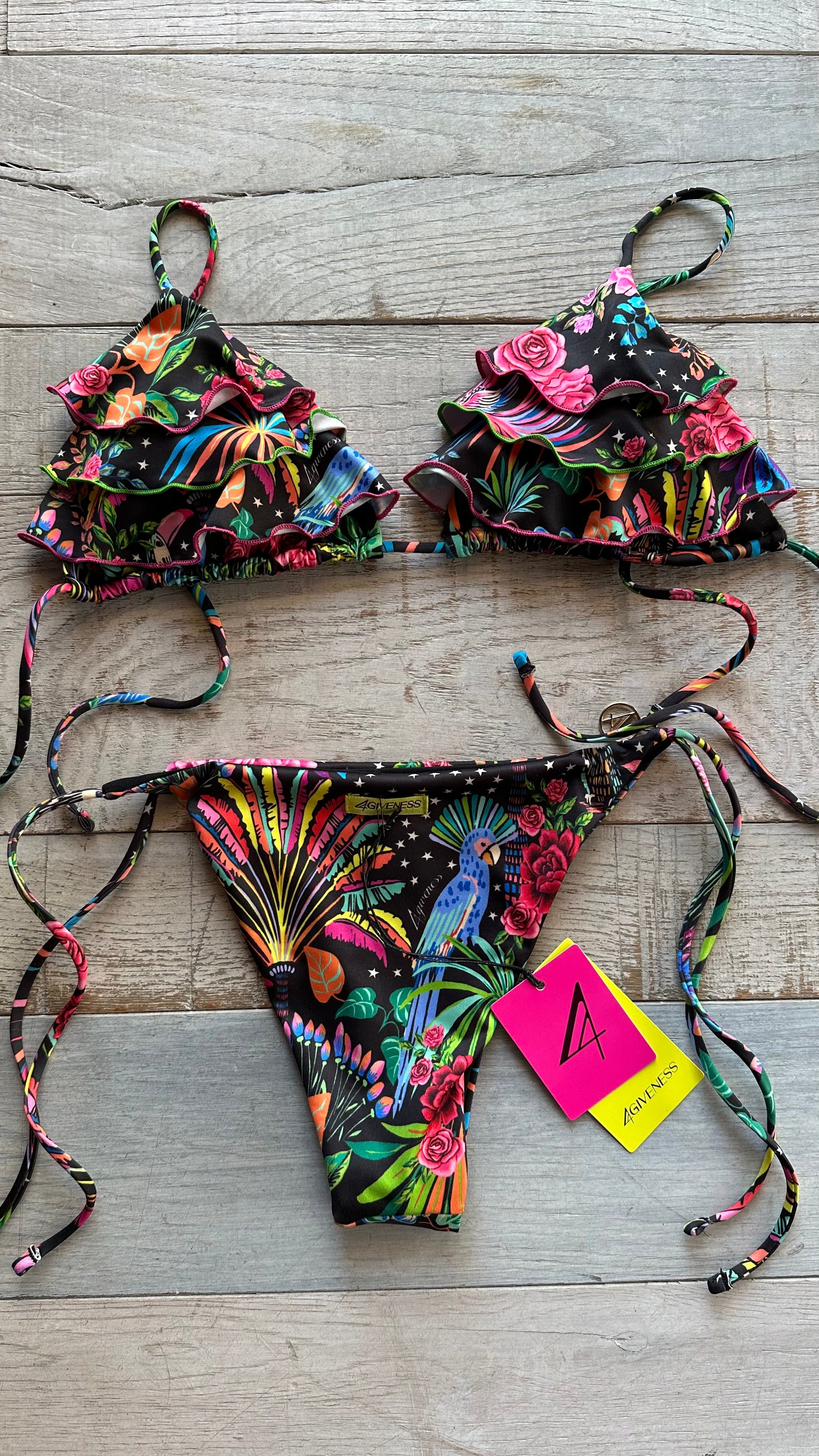 Triangolo Merletto Nero Multicolor