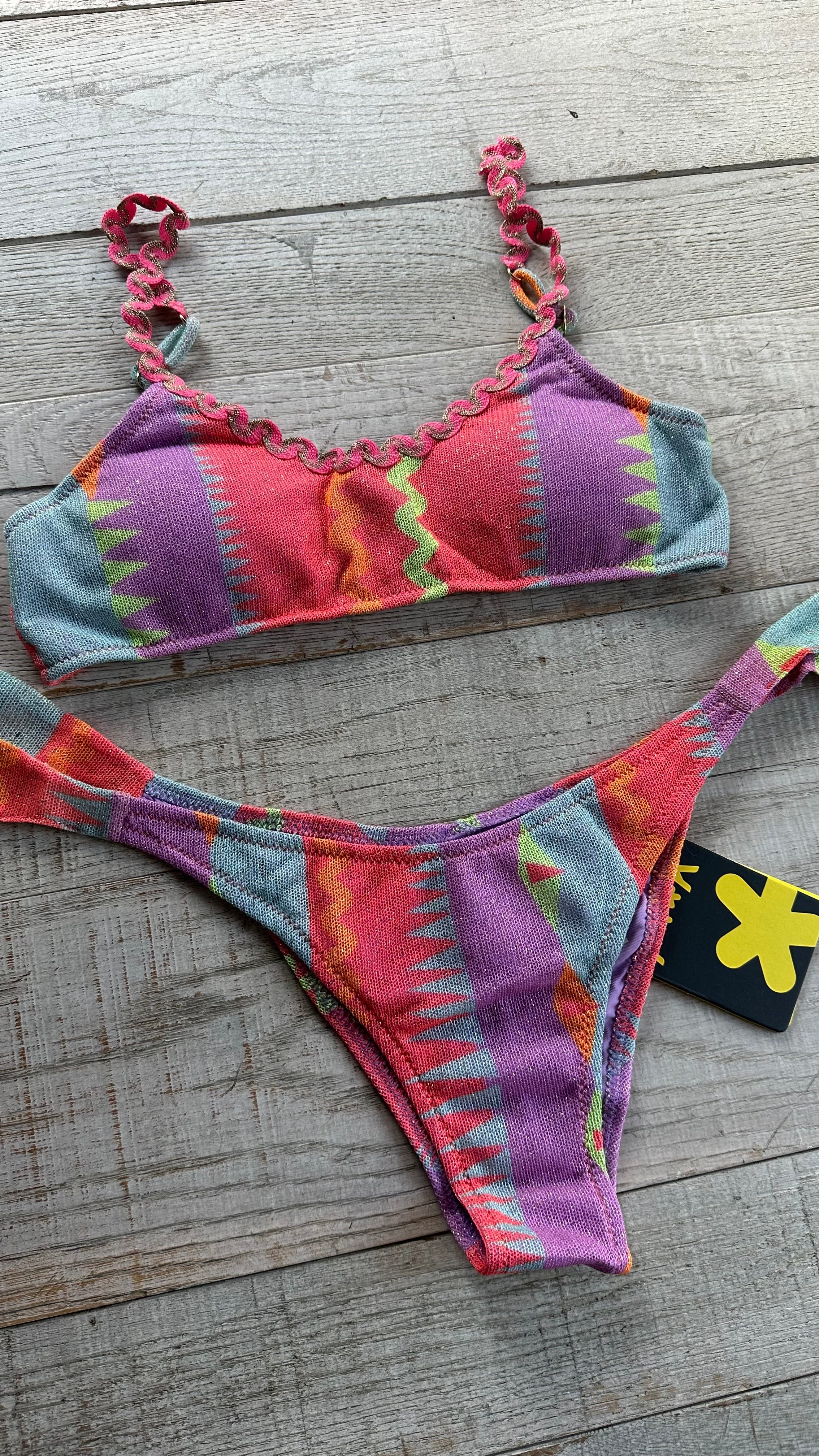Bikini Top Multicolor Bordino Sbambolato