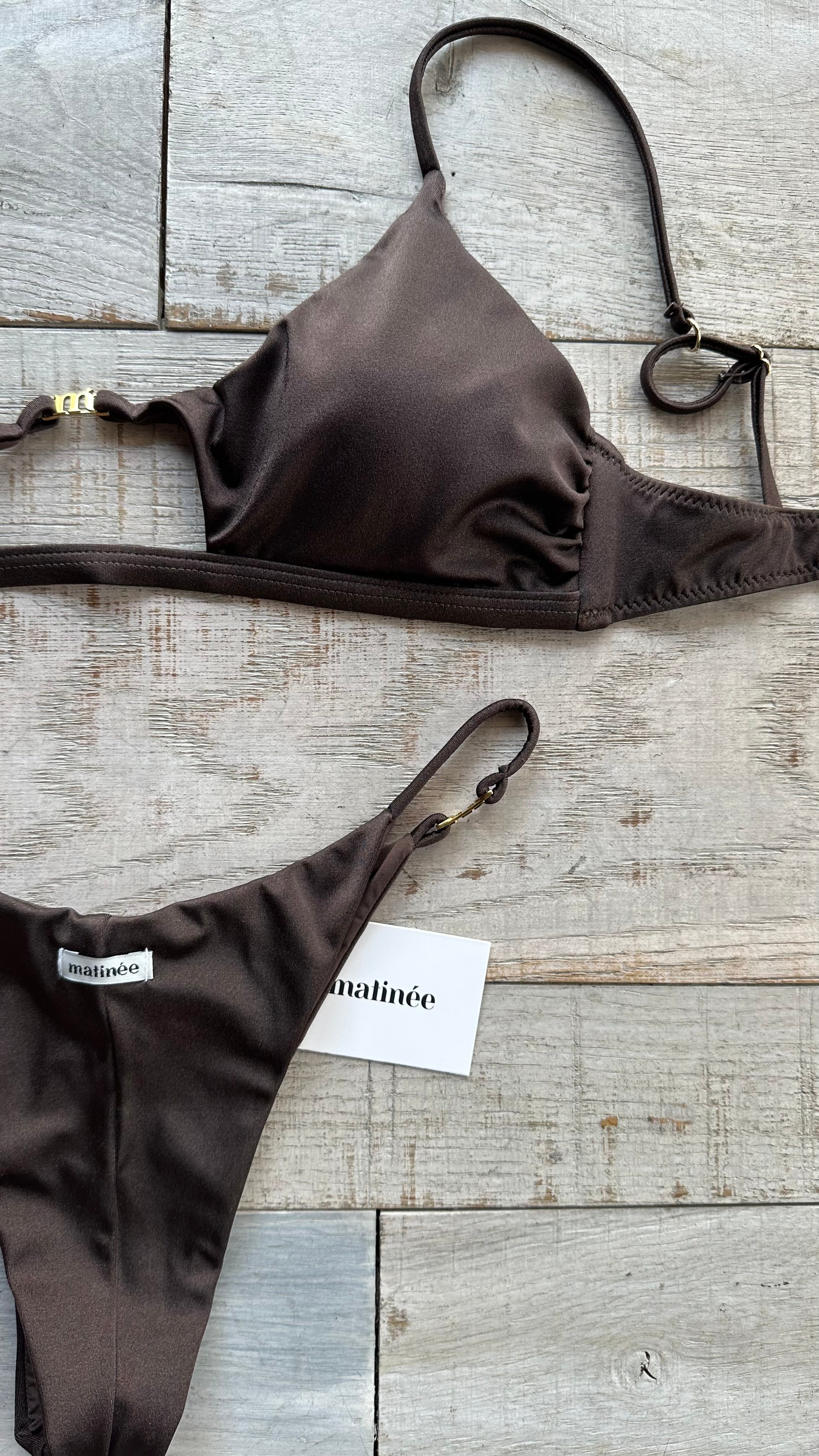 Bikini Top Gancio Taylor Lycra Lucida Marrone seppia