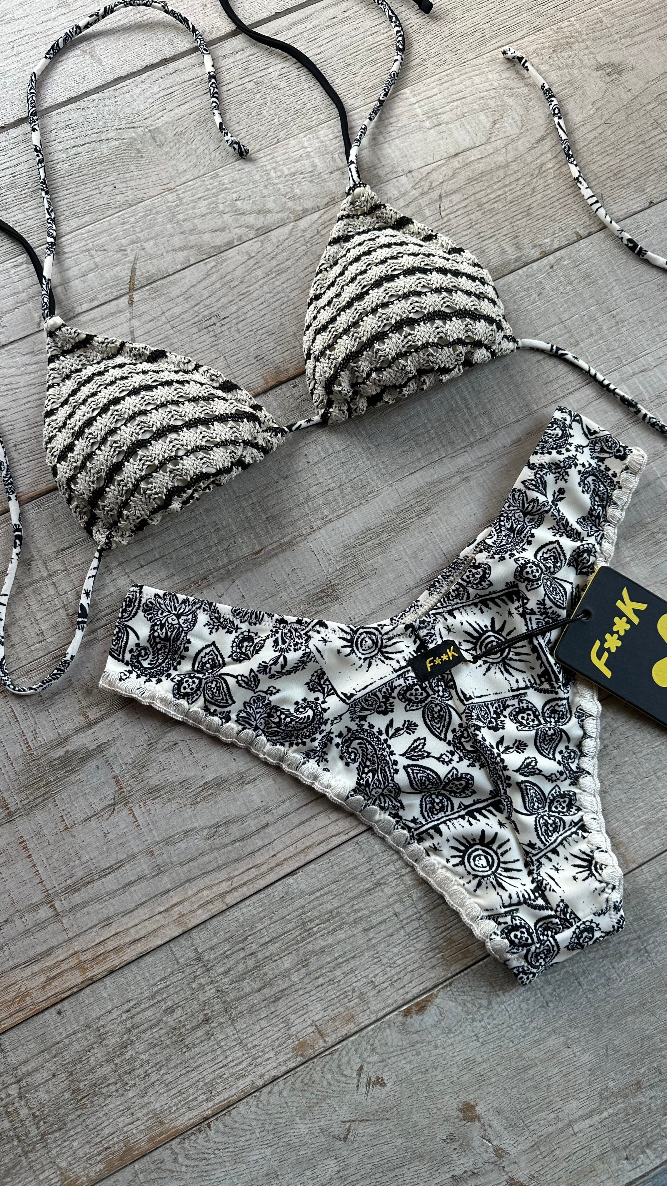 Triangolo Bandana e crochet Bianco