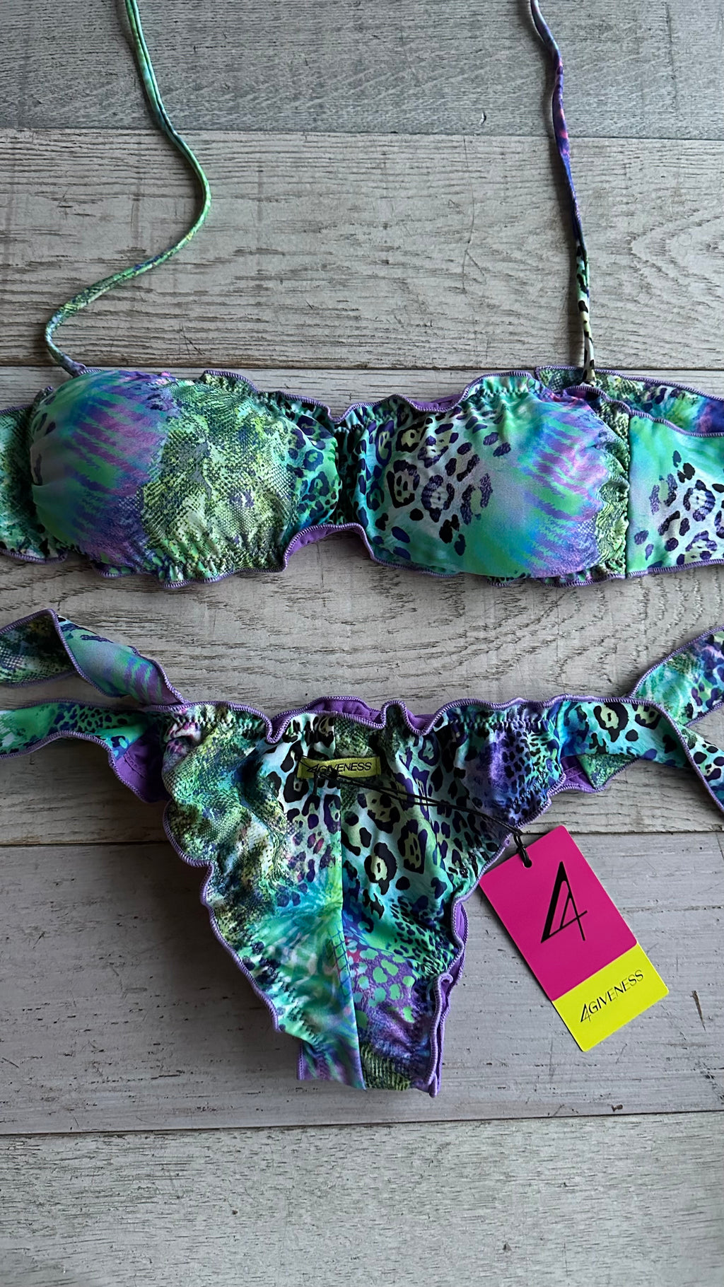 Bikini Fascia Leopardato Verde