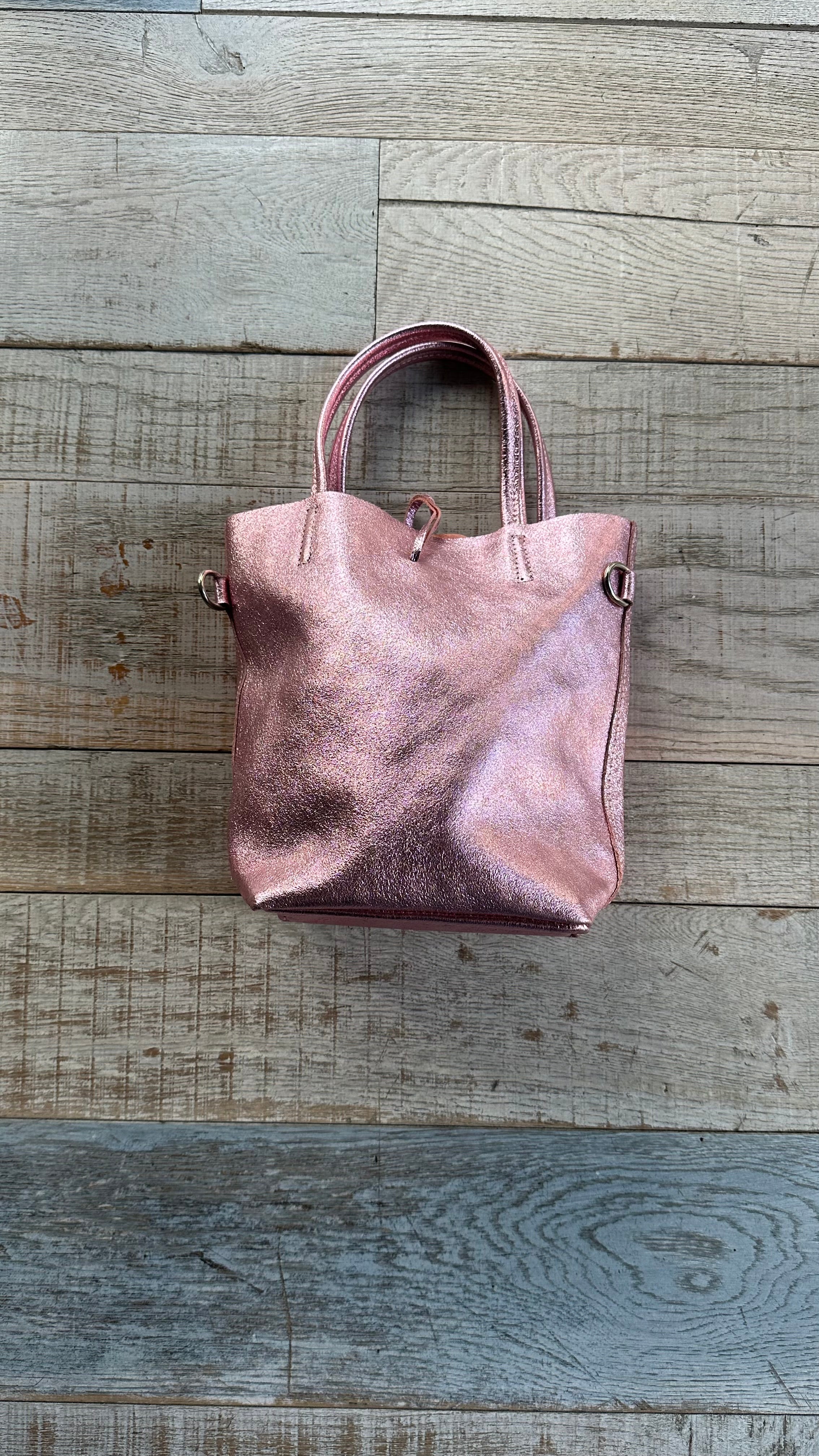 Secchiello in vera pelle Laminata Rosa
