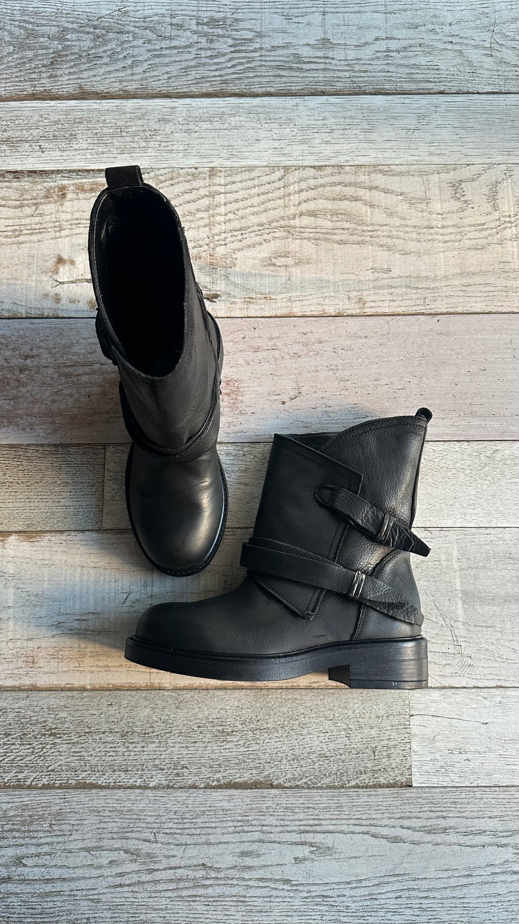 Stivale Biker Nabuk in pelle nera