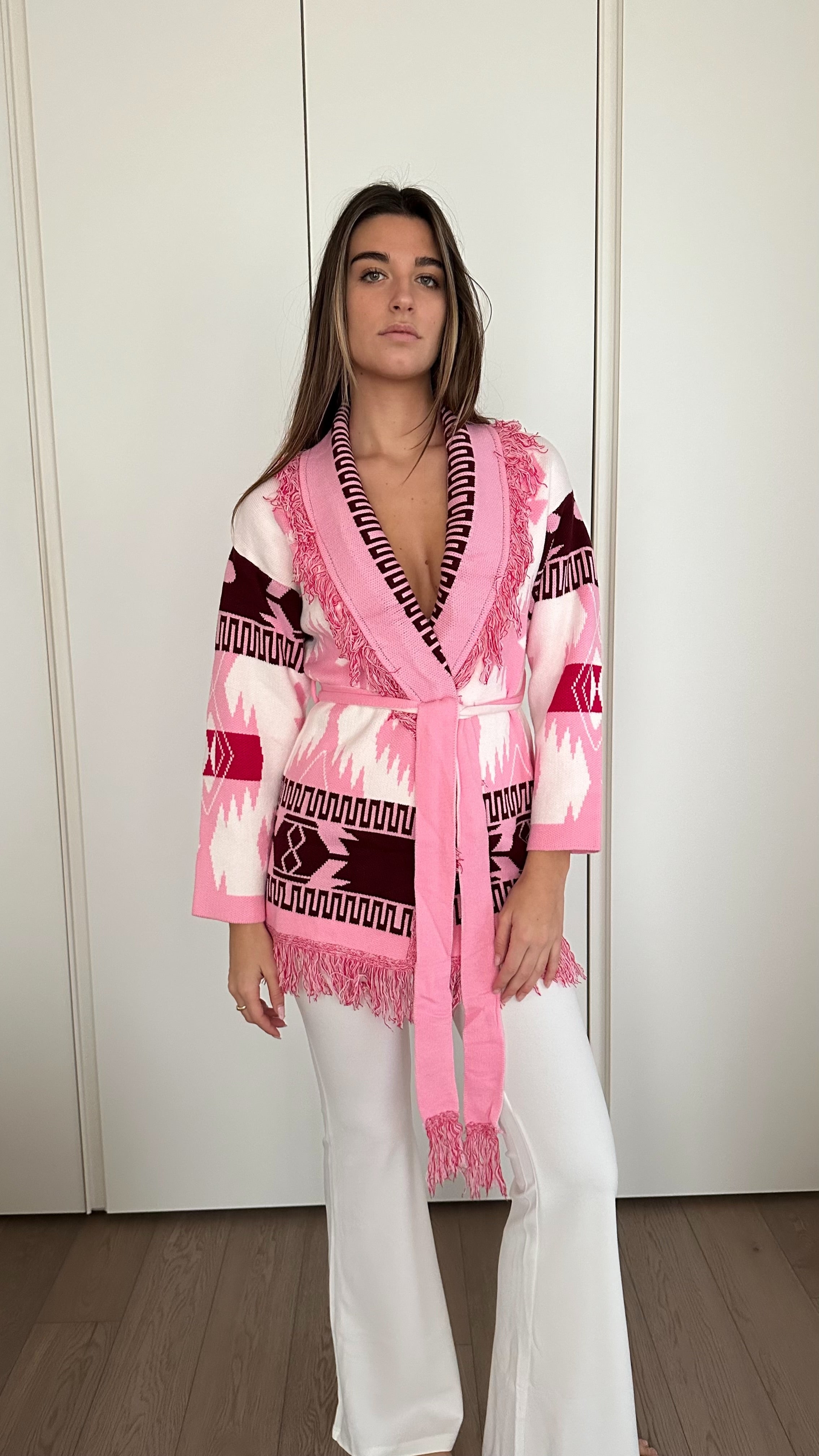 Cardigan Azteco Rosa