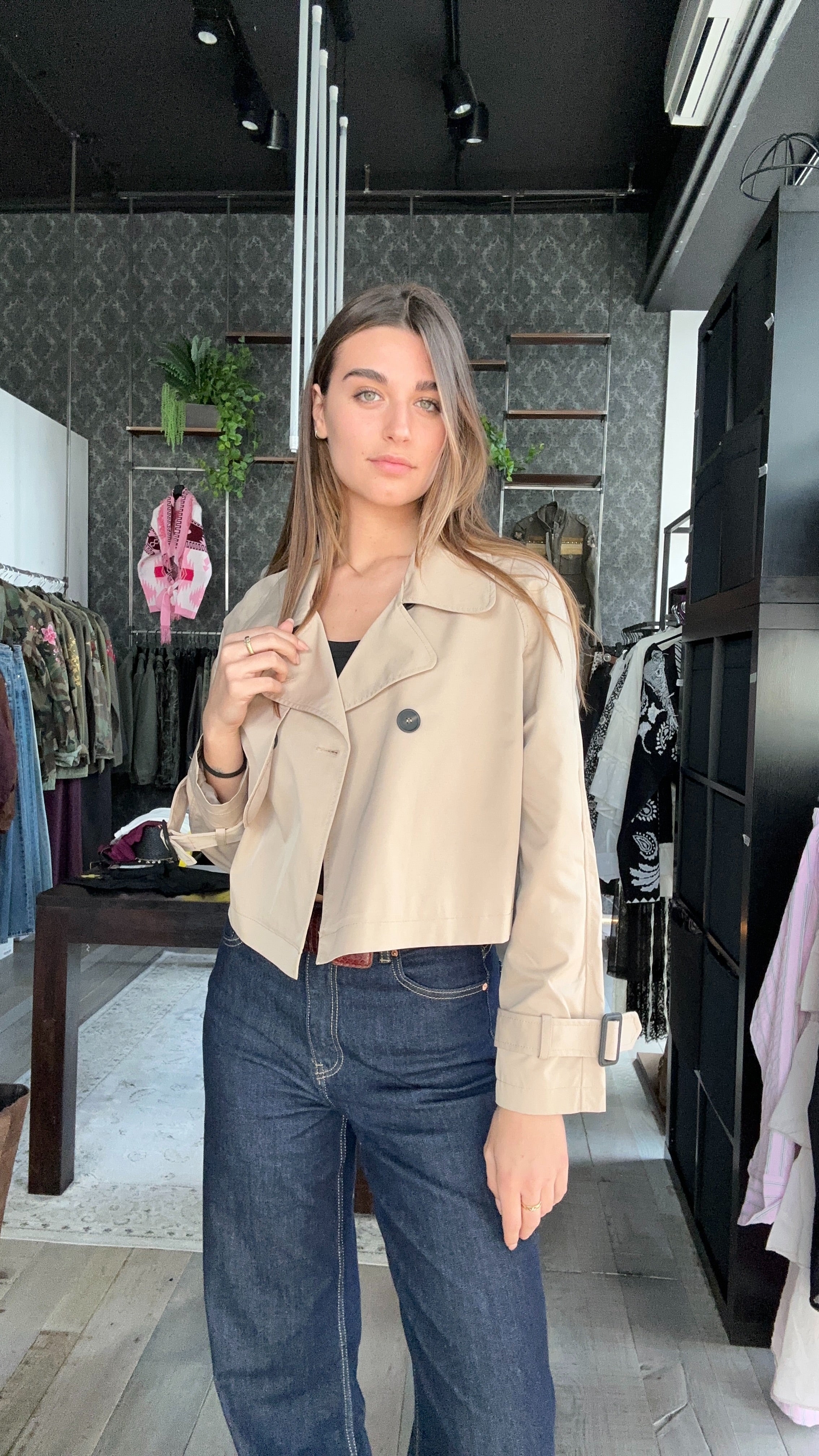 Giacca Trench crop Beije
