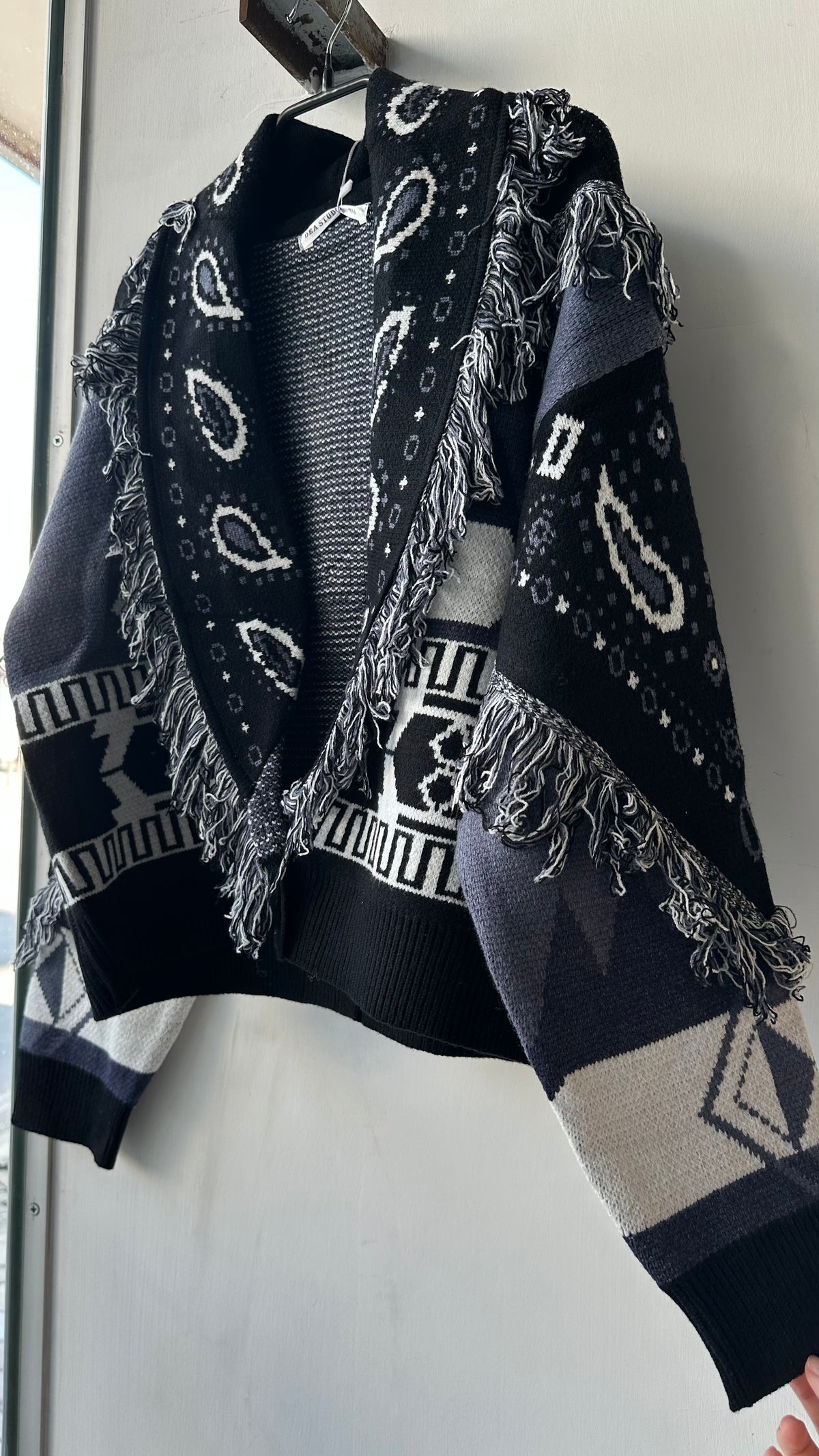 Cardigan Crop Bandana Blu e Nero