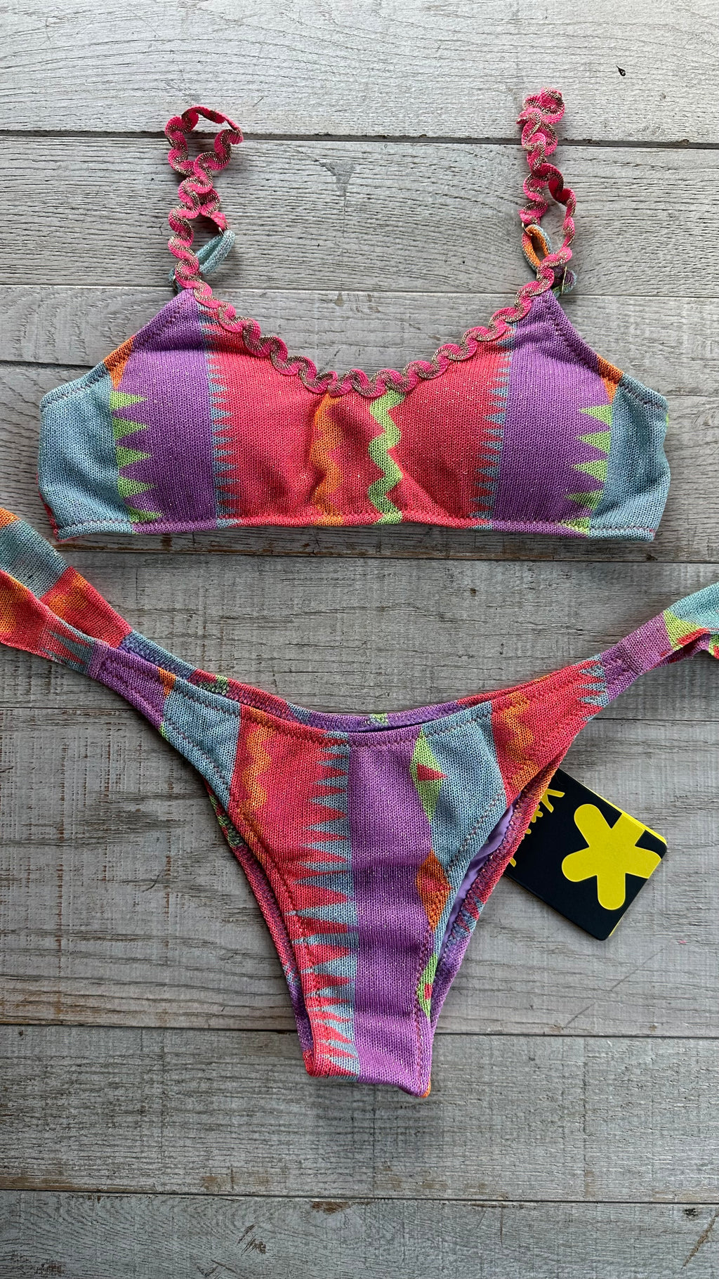 Bikini Top Multicolor Bordino Sbambolato