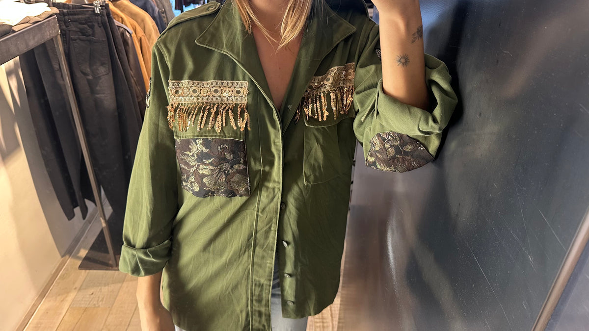 Giacca Militare Donna Verde con Paillettes «Regiment»