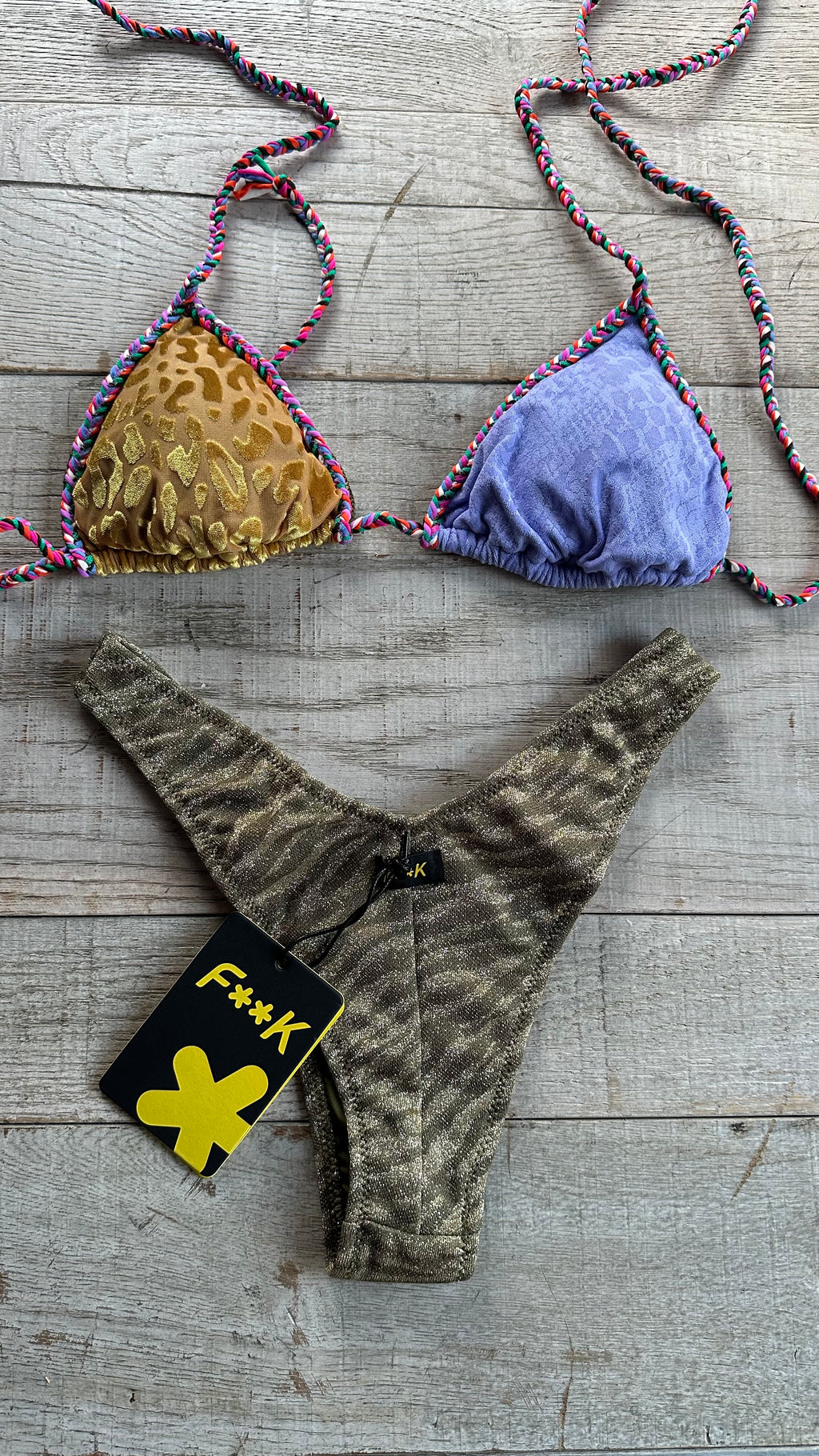 Triangolo in ciniglia morbida e Lurex Leopardato
