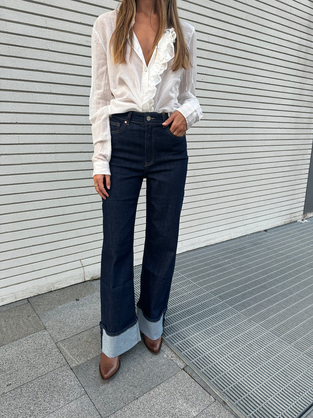 Jeans a palazzo con Risvolto
