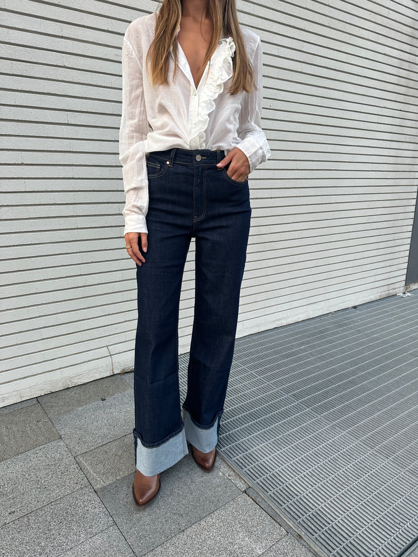 Jeans a palazzo con Risvolto