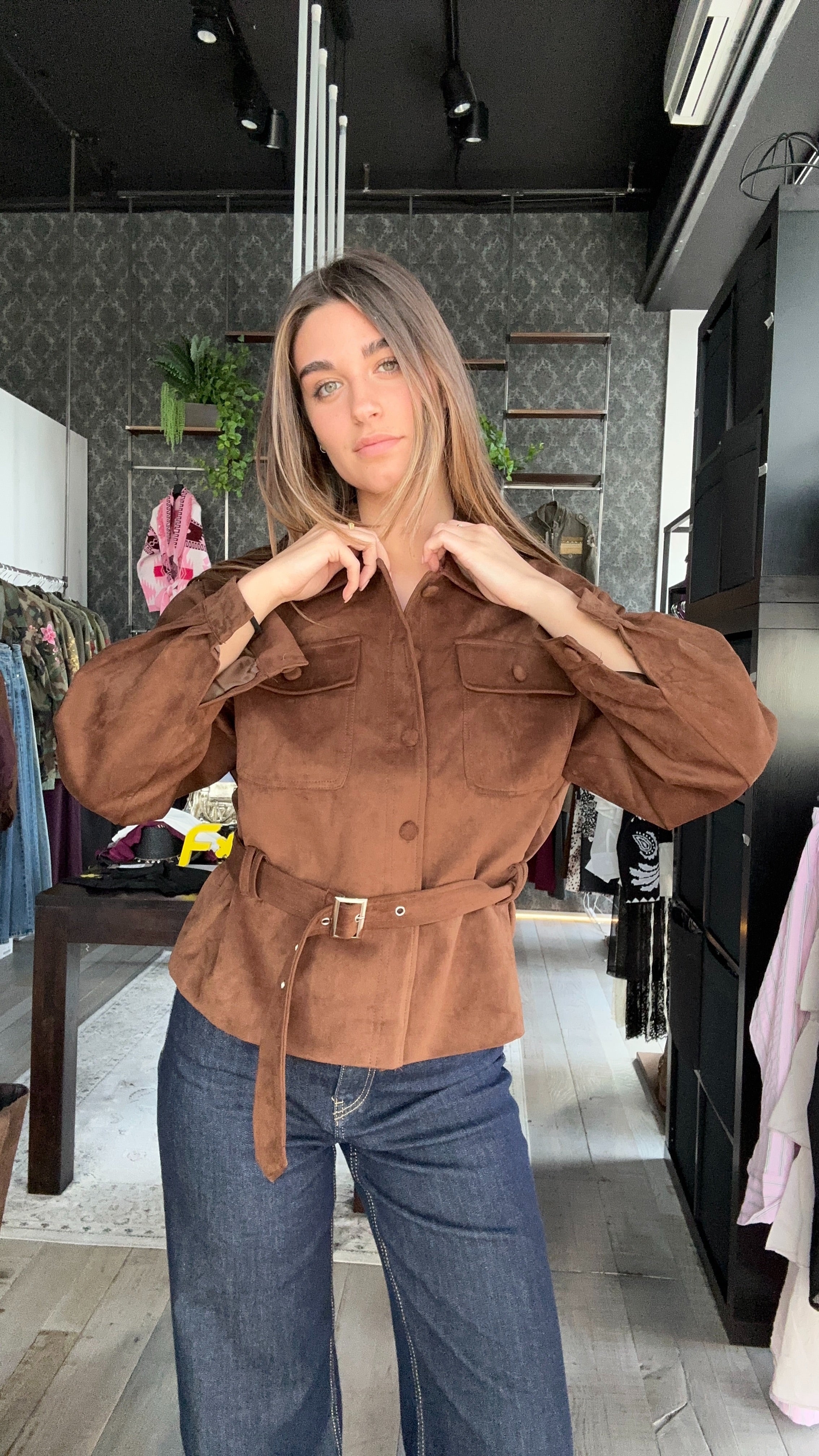 Giacca Scamosciata color Brandy