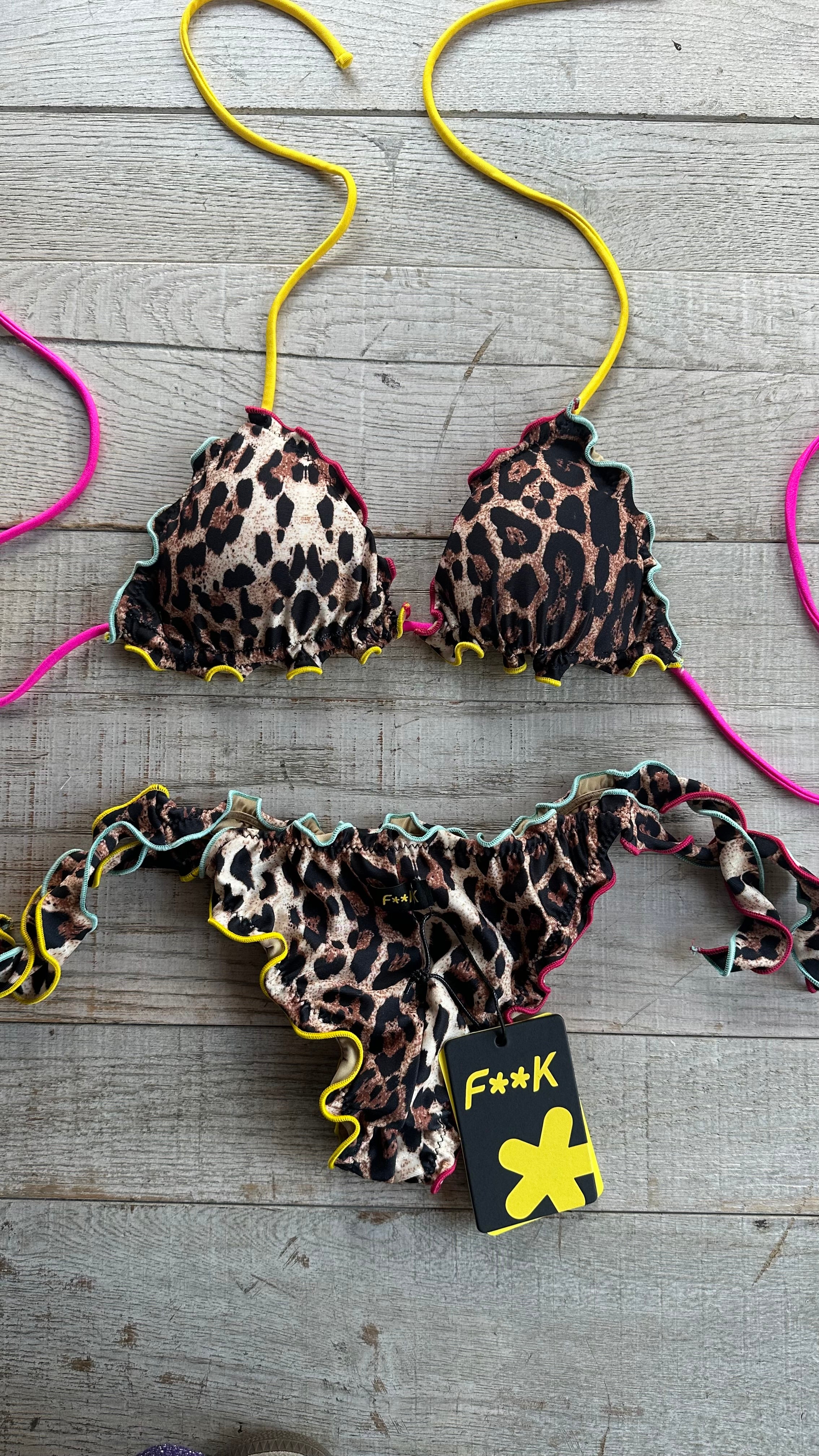 Triangolo Sbambolato Frou Frou Leopardato lacci multicolor