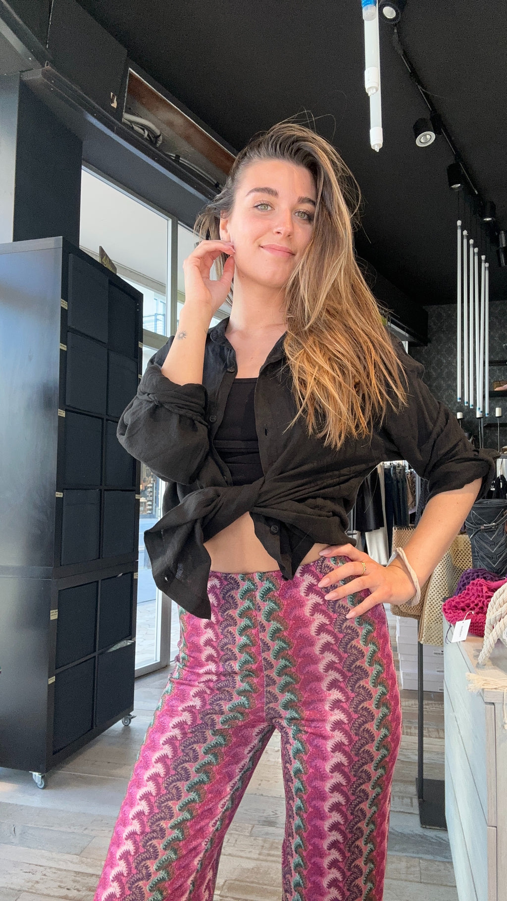 Pantalone Zig Zag Rosa Fucsia Lurex