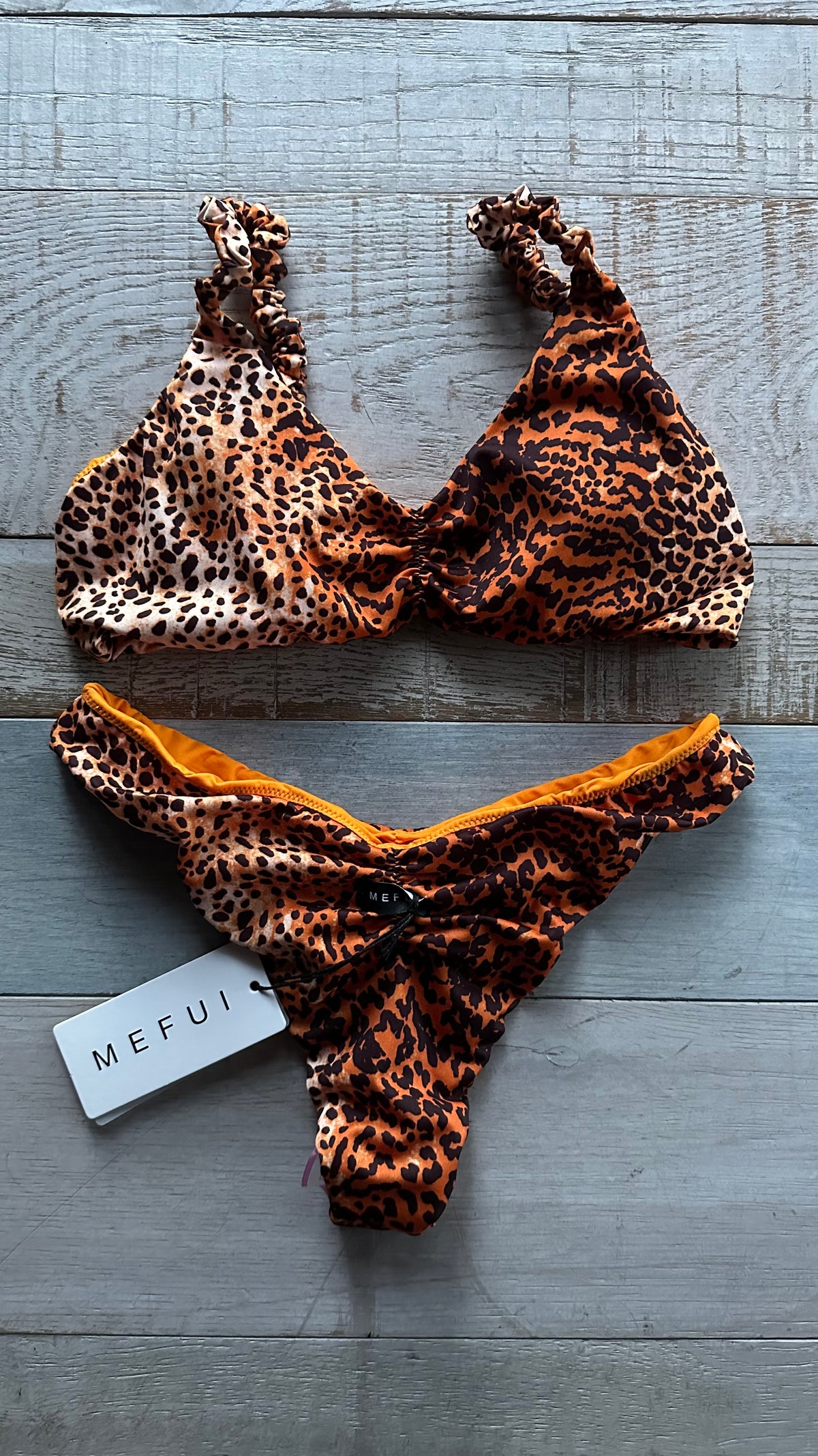 Bikini Top Leopardato Spalline Arricciate