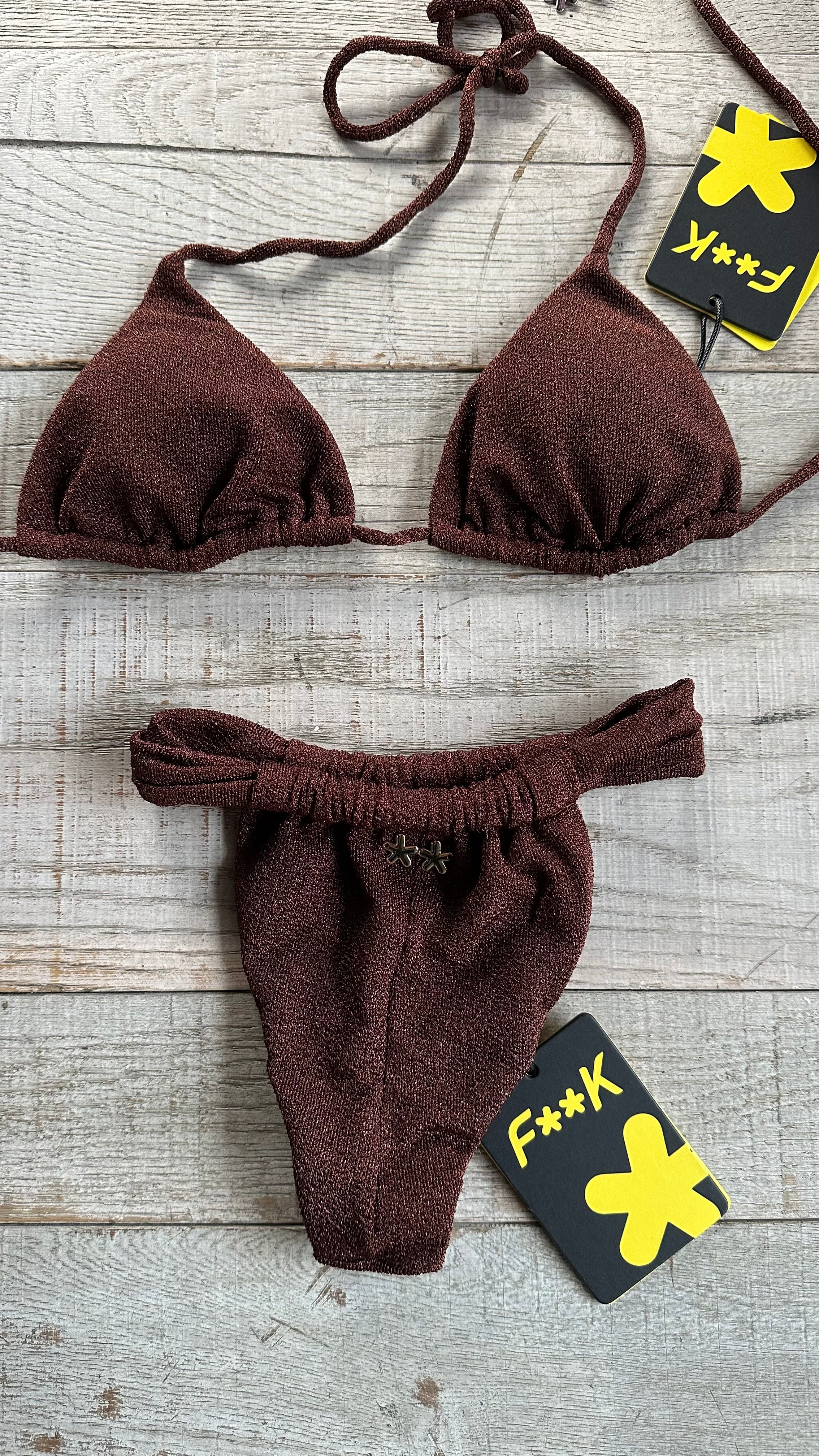 Triangolo Lurex Marrone Slipna Tendina