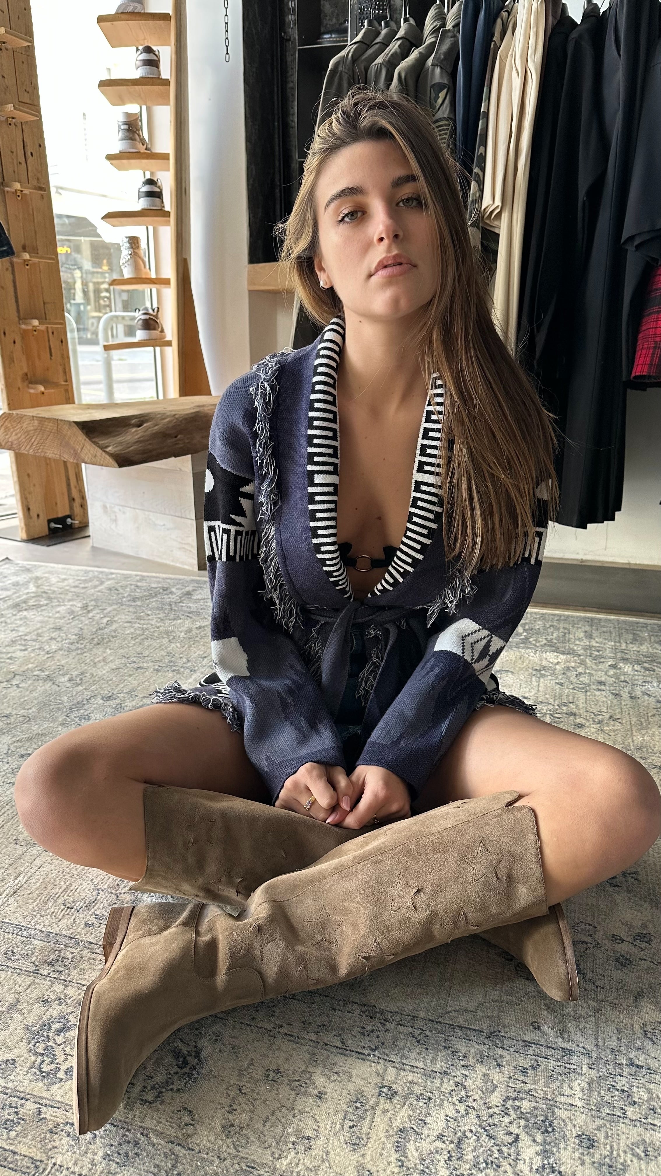 Cardigan Azteco Blu