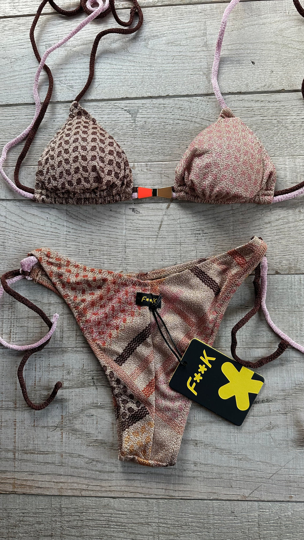 Triangolo in Fantasia Etnica Lurex Oro Rosa