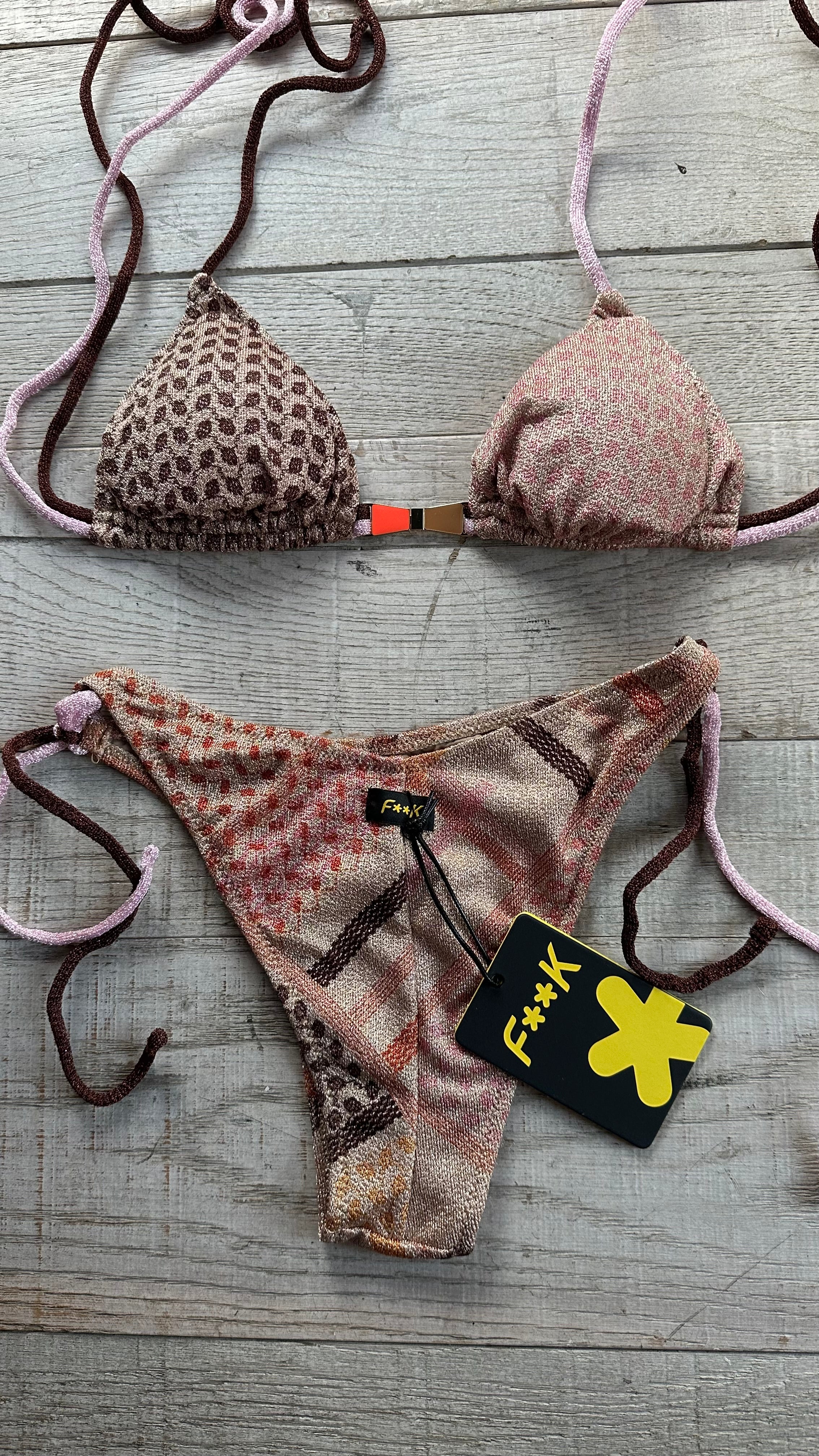 Triangolo in Fantasia Etnica Lurex Oro Rosa