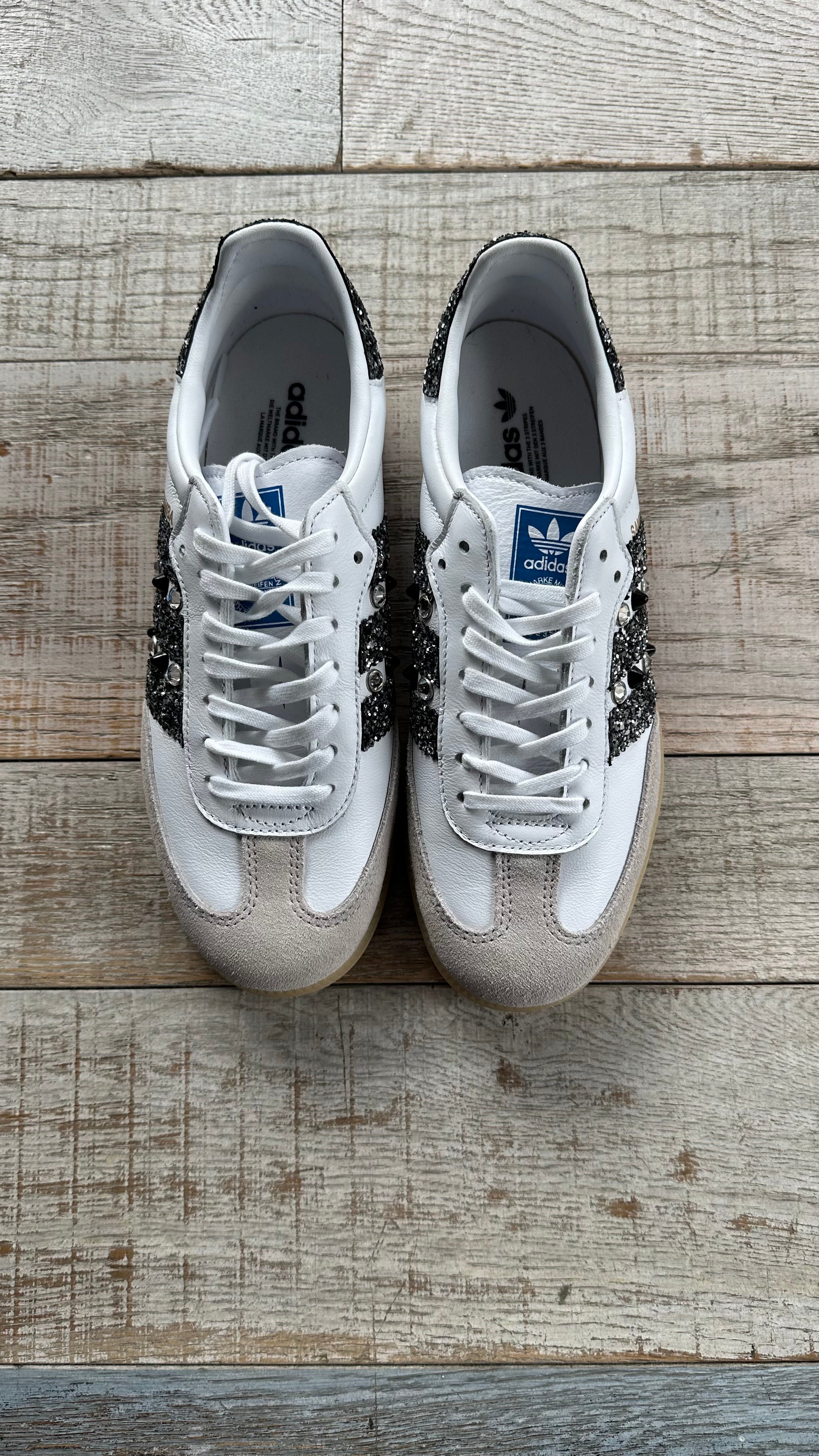 Adidas Samba Glitter Black Silver e borchie cono nero