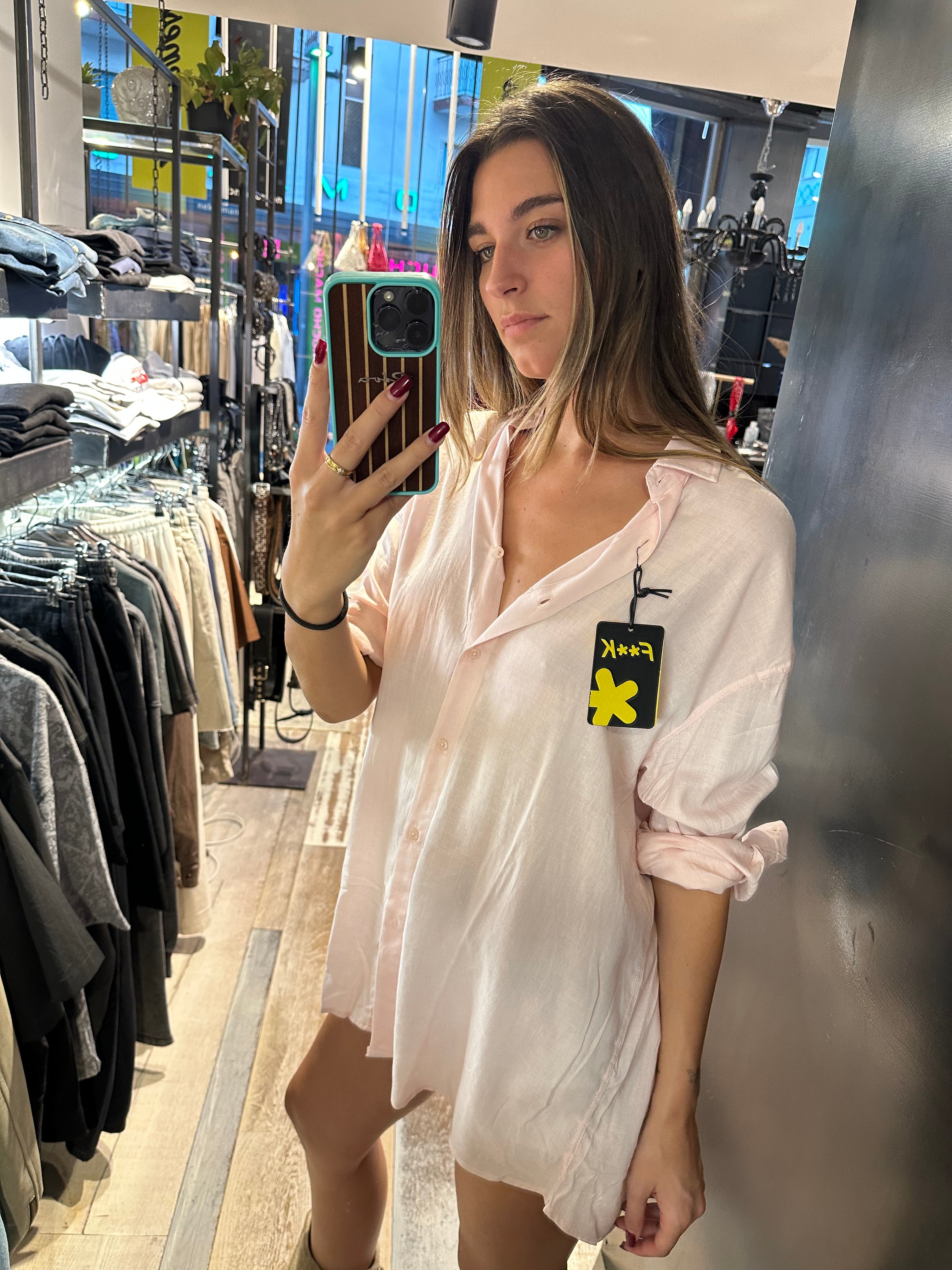 Camicia Oversize in Lino color Rosa