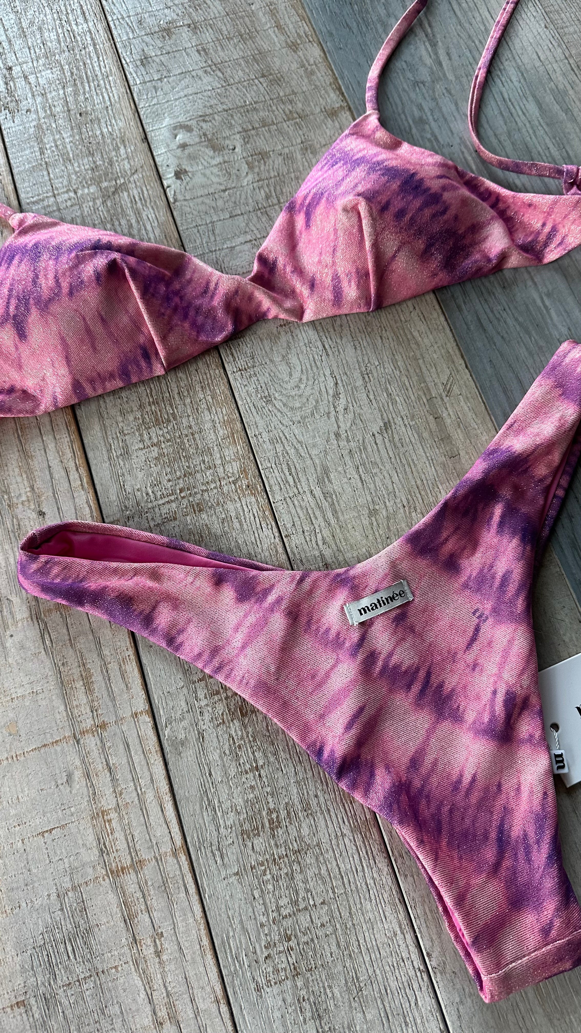 Bikini Top Tye Dye Lurex Rosa