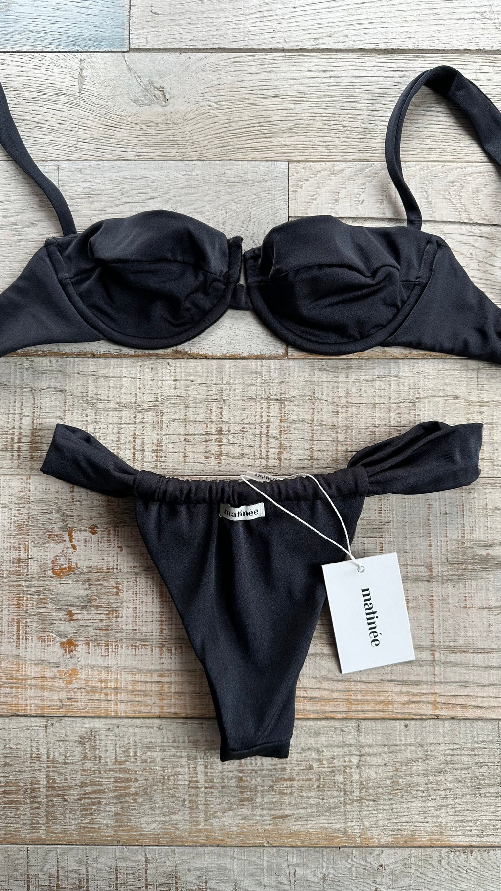 Bikini Balconcino Adele in Lycra Lucida Nera