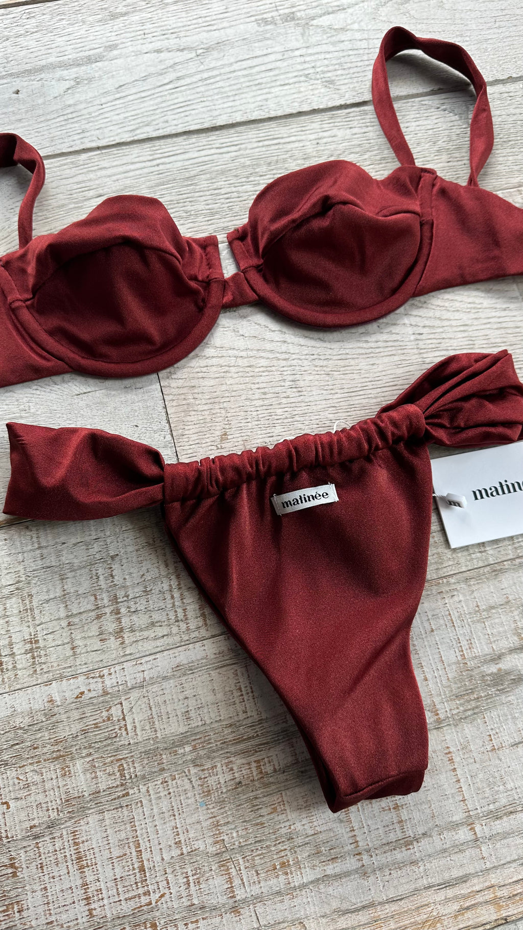 Bikini Balconcino Adele in Lycra Lucida Rosso Vino